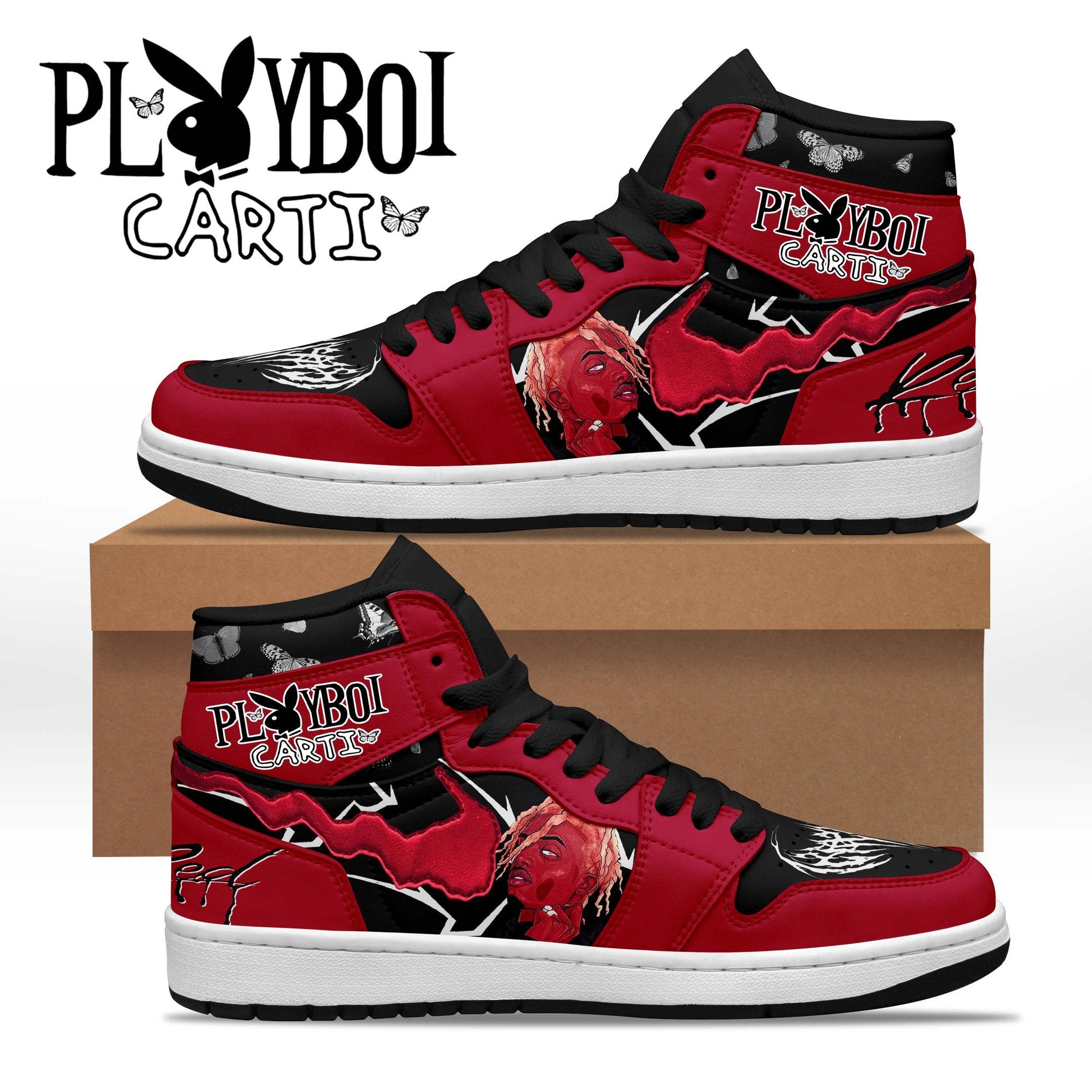 Ideafootwear Playboi Carti AJ1 High Sneakers Shoes For Men And Women 2