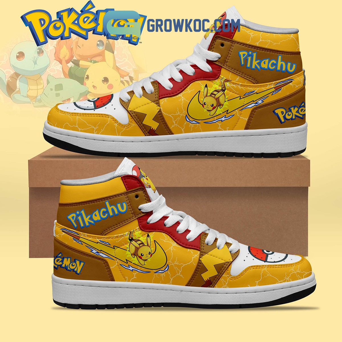 Ideafootwear Pokemon AJ1 High Sneakers Shoes For Men And Women 3