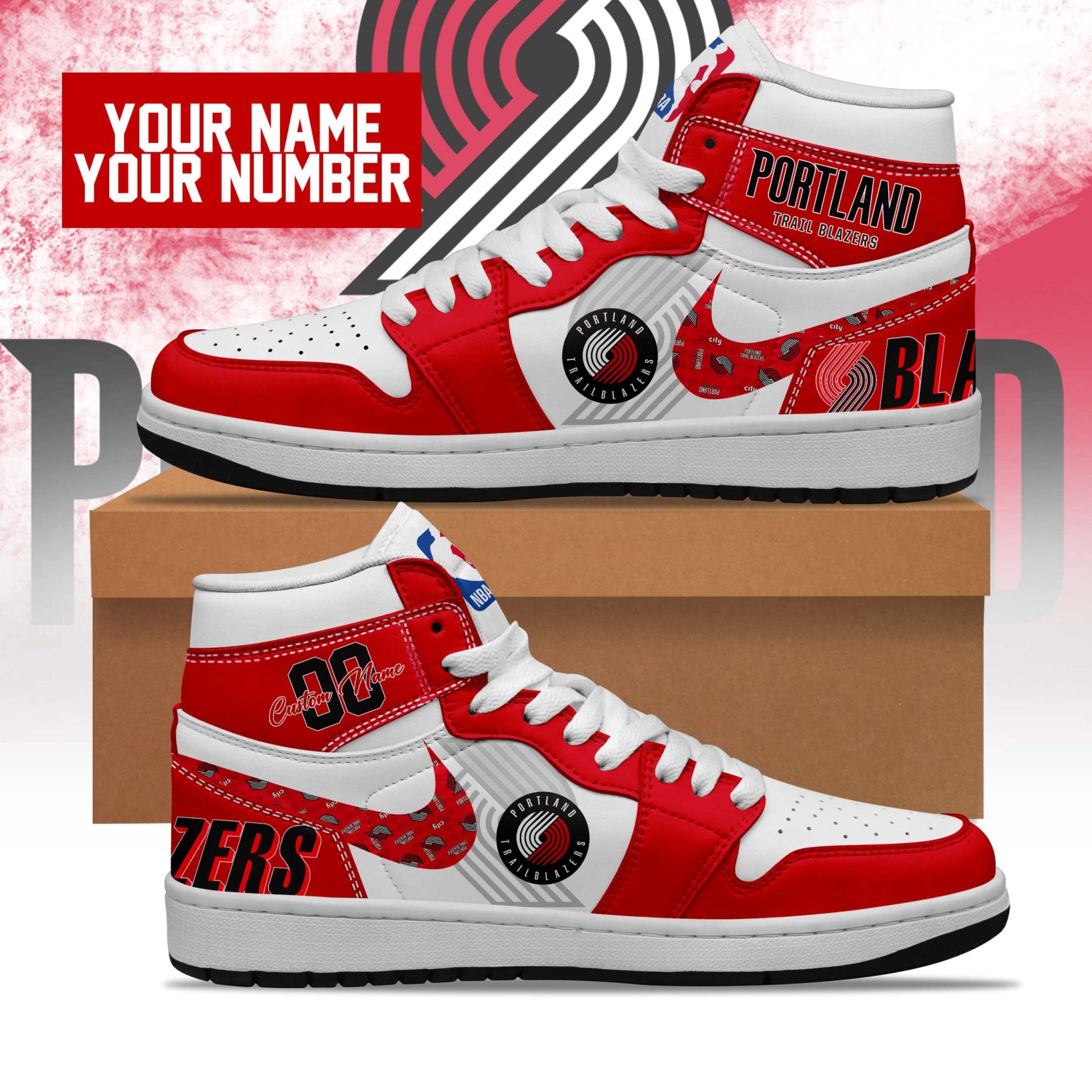 Ideafootwear Portland Trail Blazers AJ1 High Sneakers Shoes For Men And Women 1