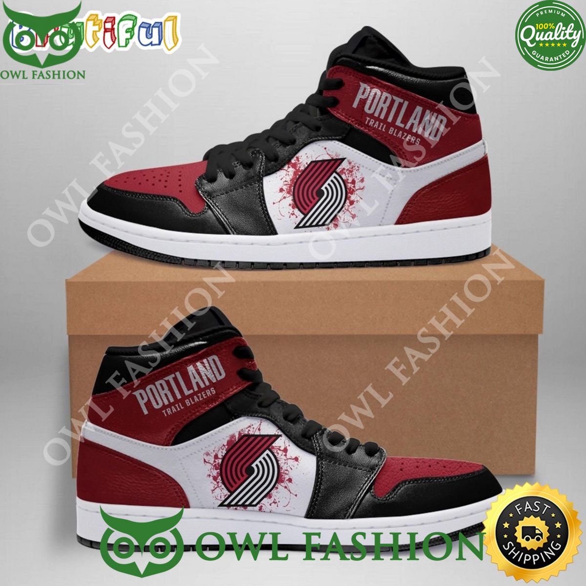 Ideafootwear Portland Trail Blazers AJ1 High Sneakers Shoes For Men And Women 6