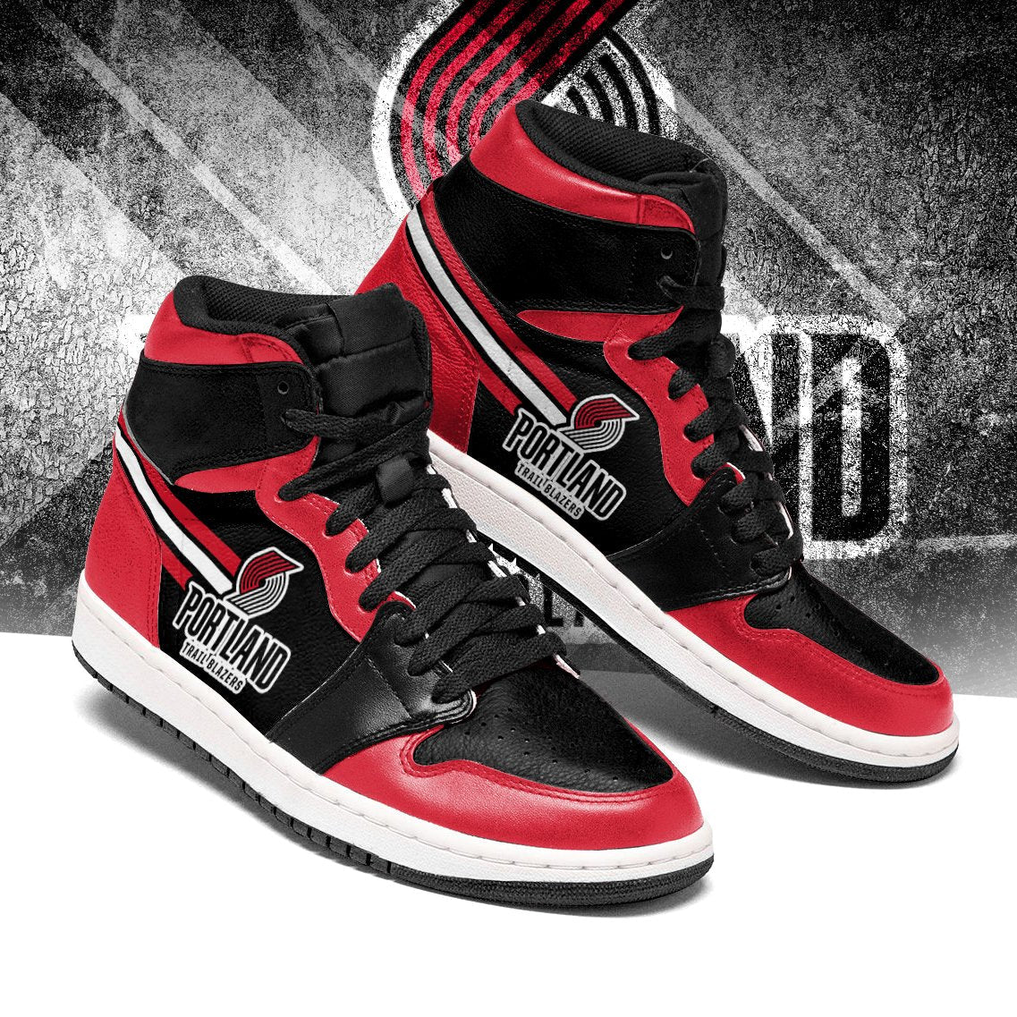 Ideafootwear Portland Trail Blazers NBA AJ1 High Sneakers Shoes For Men And Women 4