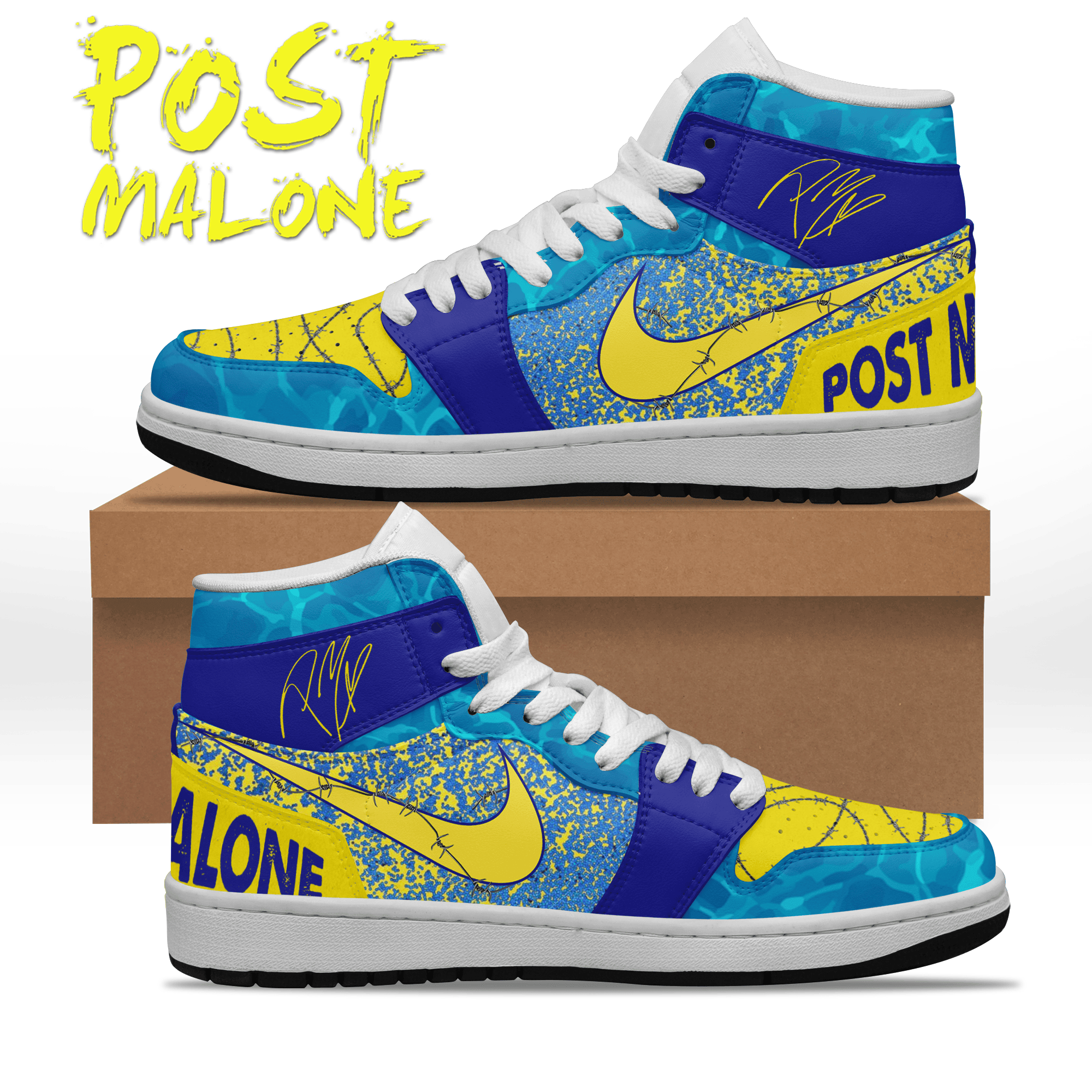 Ideafootwear Post Malone AJ1 High Sneakers Shoes For Men And Women 10