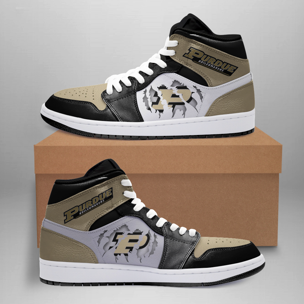 Ideafootwear Purdue Boilermakers AJ1 High Sneakers Shoes For Men And Women 2