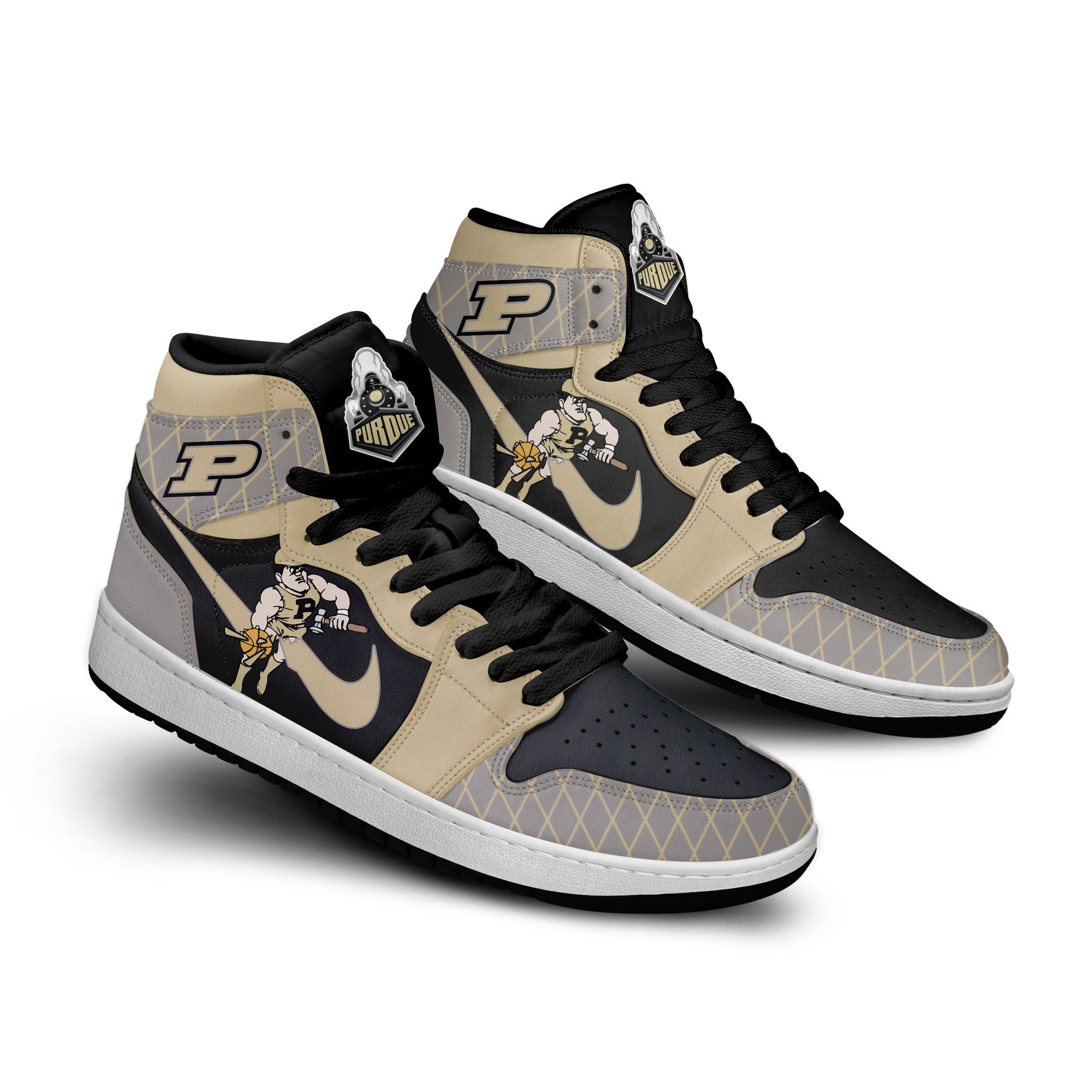 Ideafootwear Purdue Boilermakers AJ1 High Sneakers Shoes For Men And Women 4