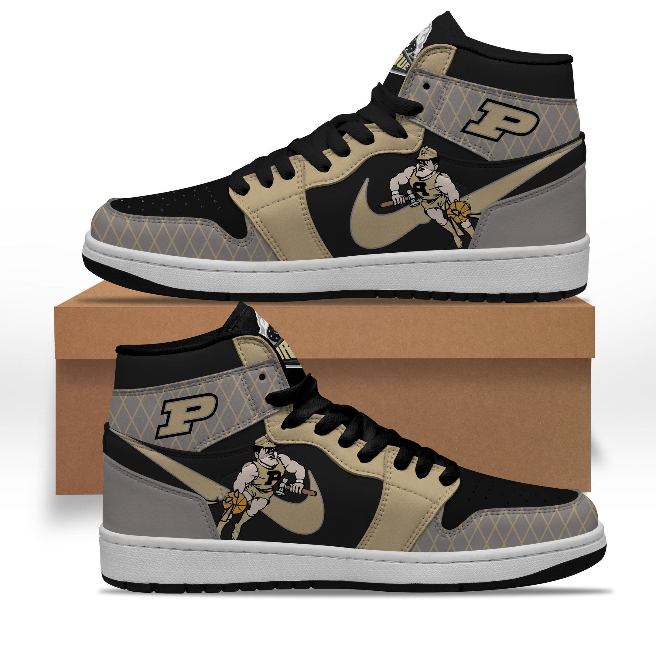 Ideafootwear Purdue Boilermakers AJ1 High Sneakers Shoes For Men And Women 4
