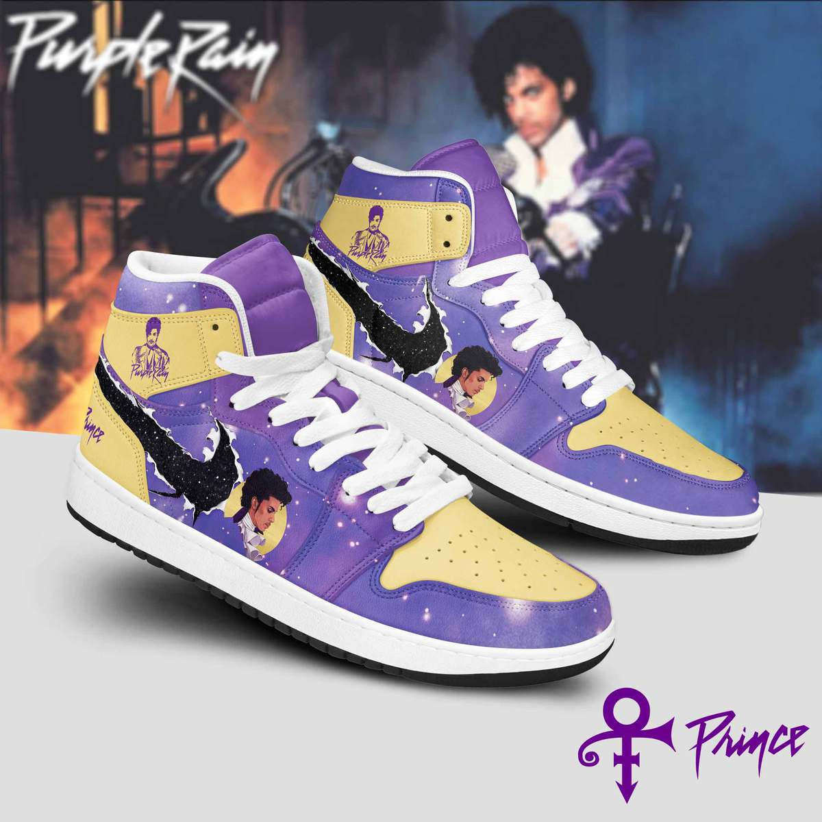 Ideafootwear Purple Rain Prince AJ1 High Sneakers Shoes For Men And Women 1