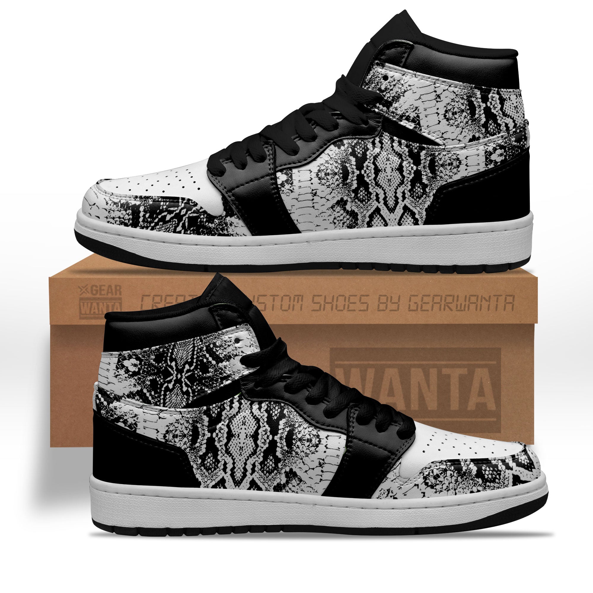 Ideafootwear Python Skin AJ1 High Sneakers Shoes For Men And Women 1