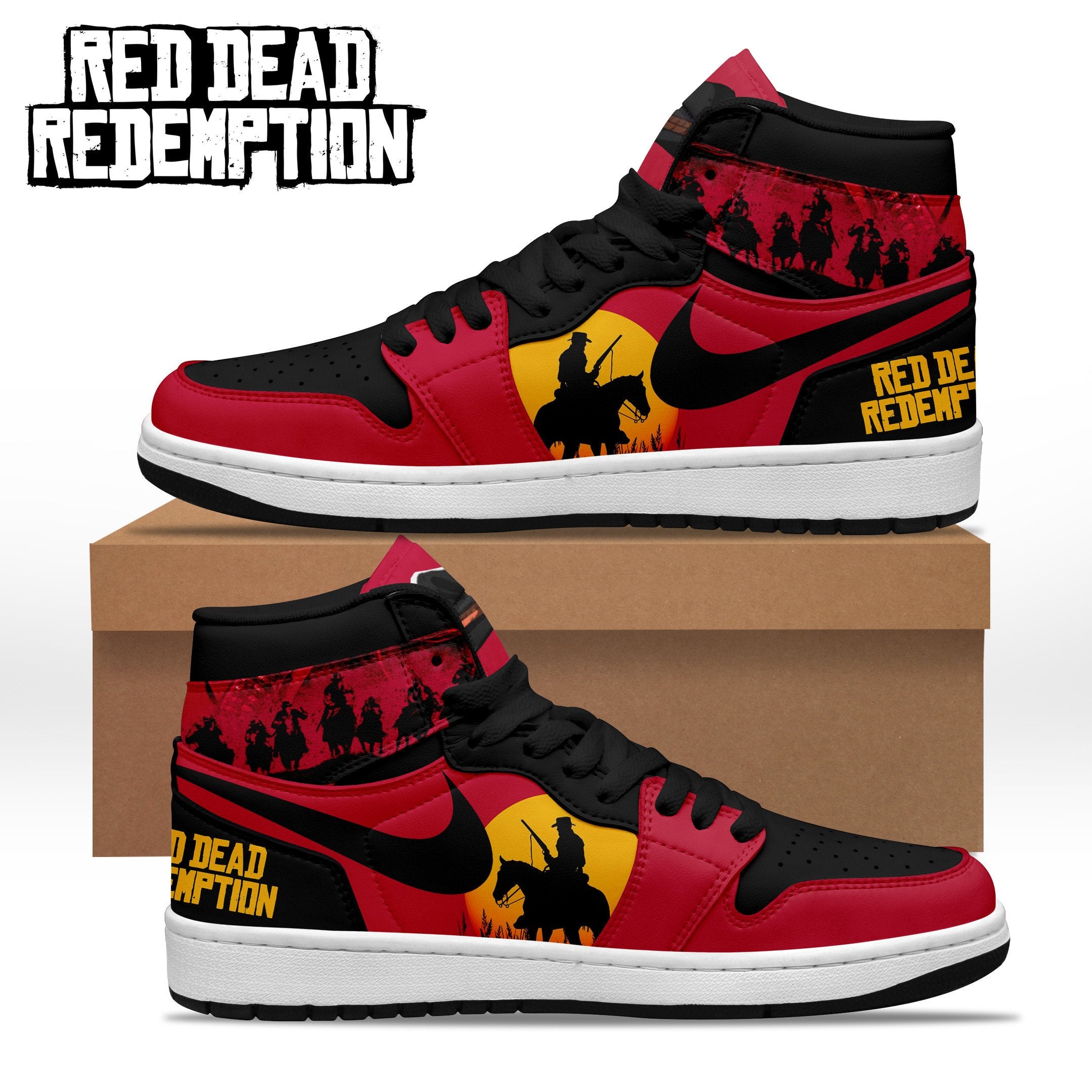 Ideafootwear Red Dead Redemption AJ1 High Sneakers Shoes For Men And Women 1