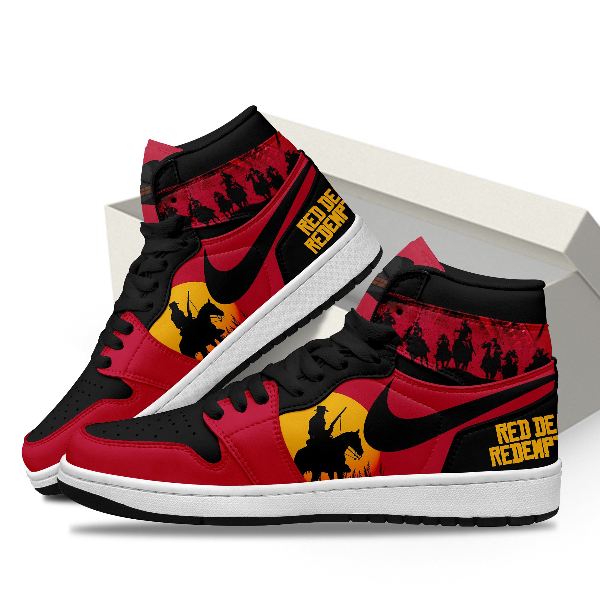 Ideafootwear Red Dead Redemption AJ1 High Sneakers Shoes For Men And Women 1