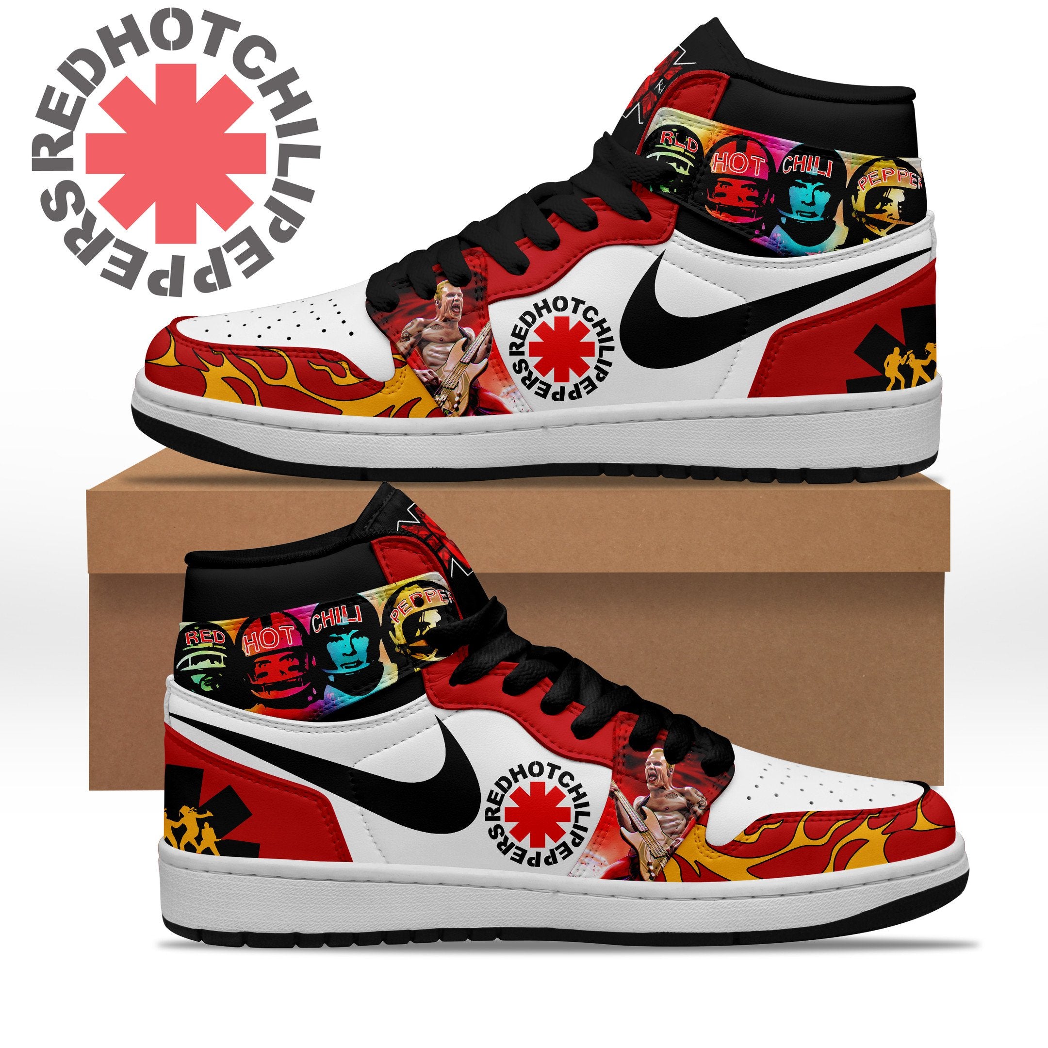 Ideafootwear Red Hot Chili Peppers AJ1 High Sneakers Shoes For Men And Women 3