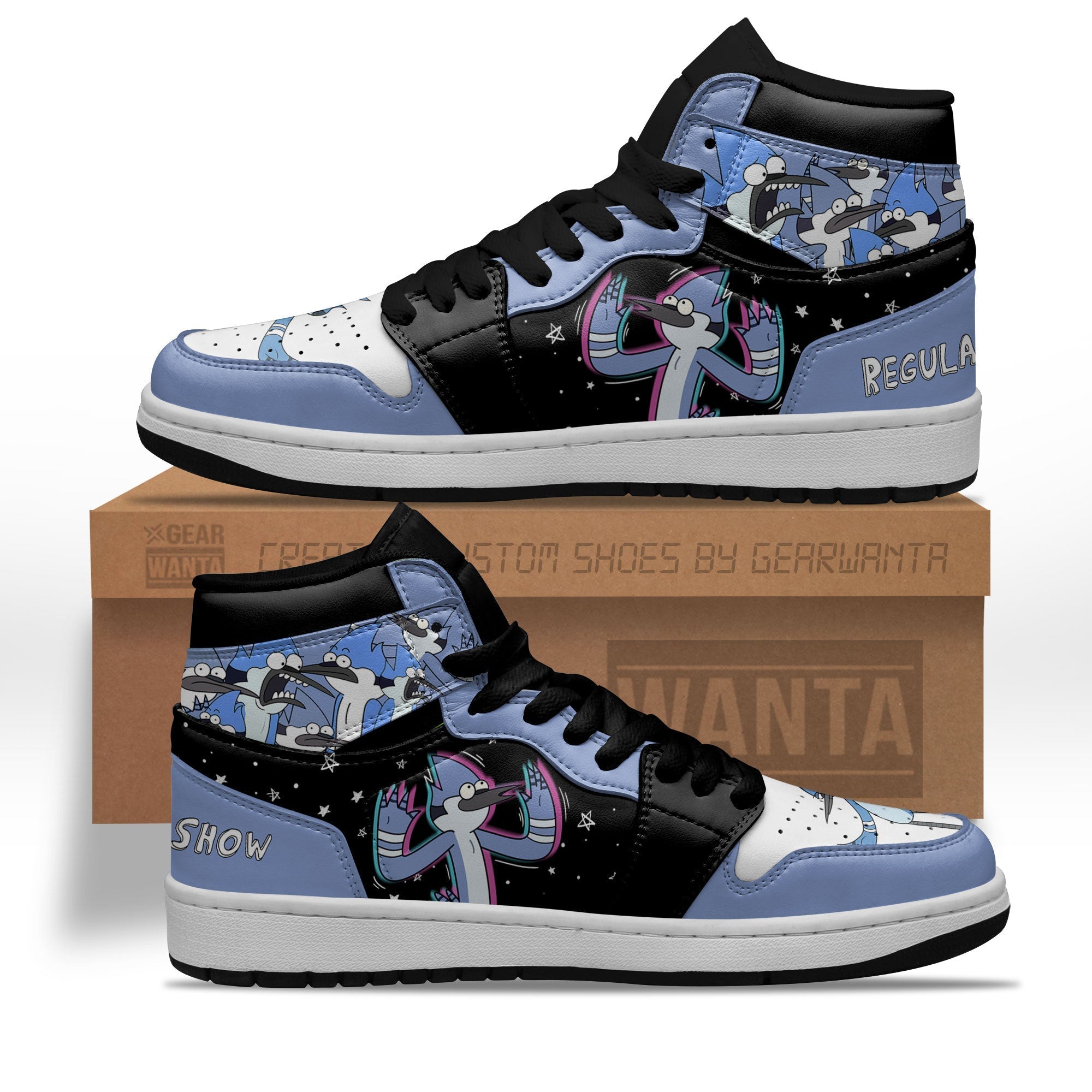 Ideafootwear Regular Show Mordecai AJ1 High Sneakers Shoes For Men And Women 1
