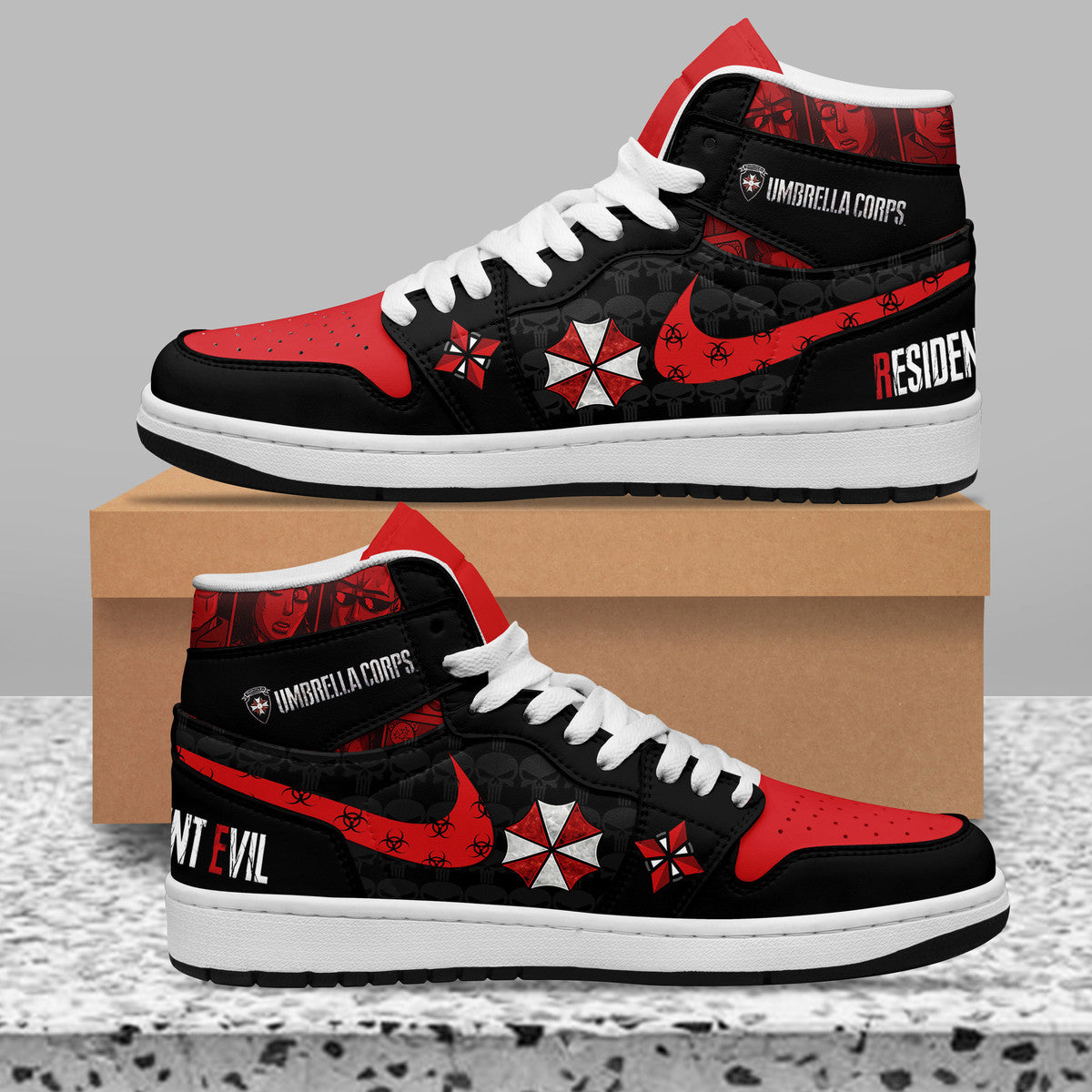 Ideafootwear Resident Evil AJ1 High Sneakers Shoes For Men And Women 3