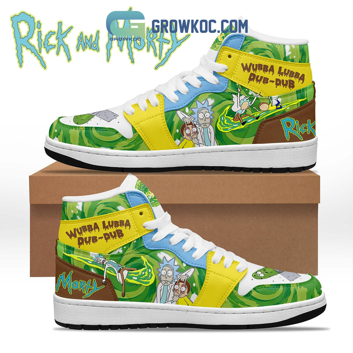 Ideafootwear Rick and Morty AJ1 High Sneakers Shoes For Men And Women 4