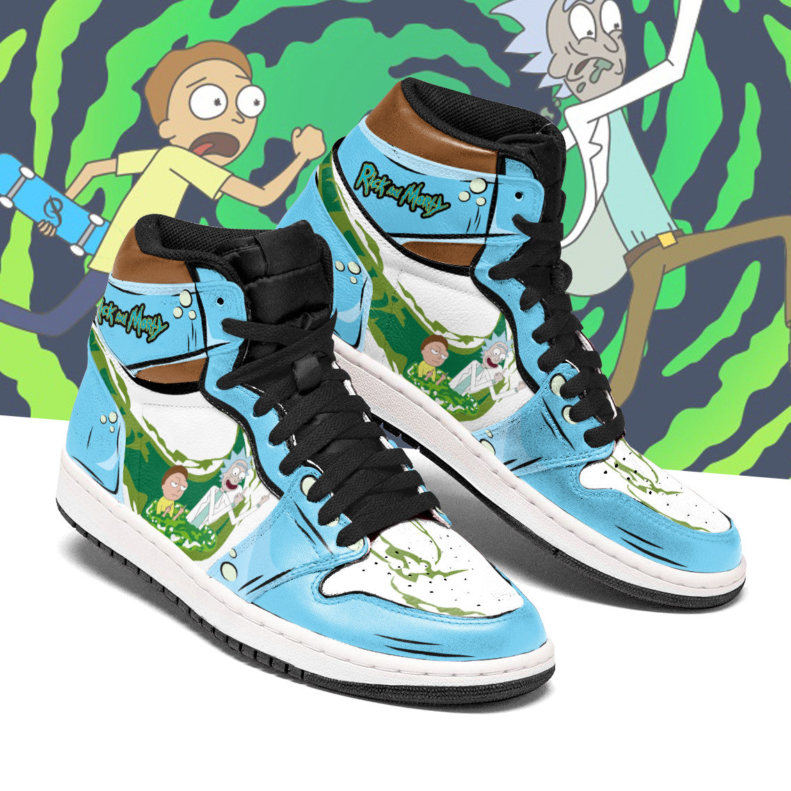 Ideafootwear Rick and Morty AJ1 High Sneakers Shoes For Men And Women 8