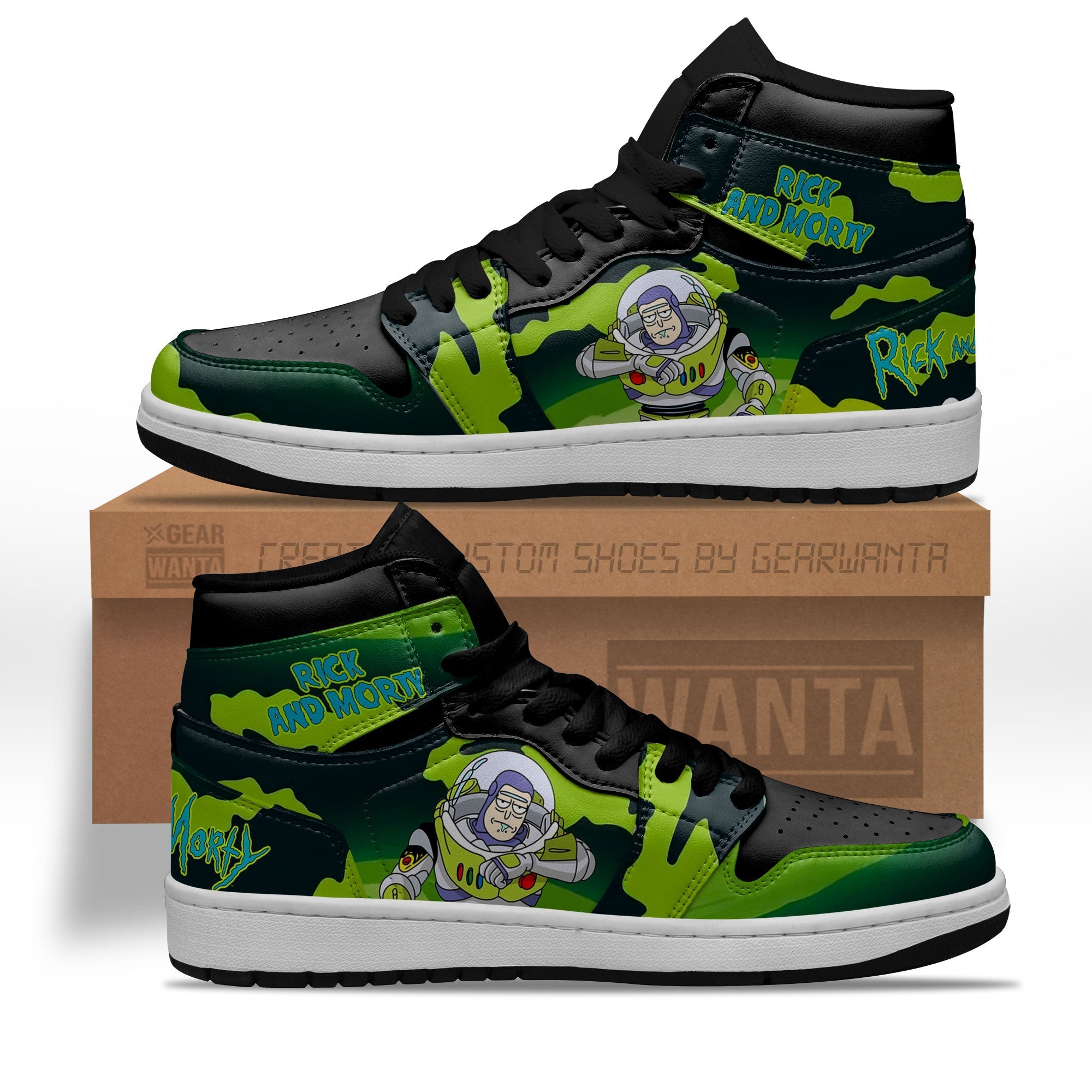 Ideafootwear Rick and Morty AJ1 High Sneakers Shoes For Men And Women 7