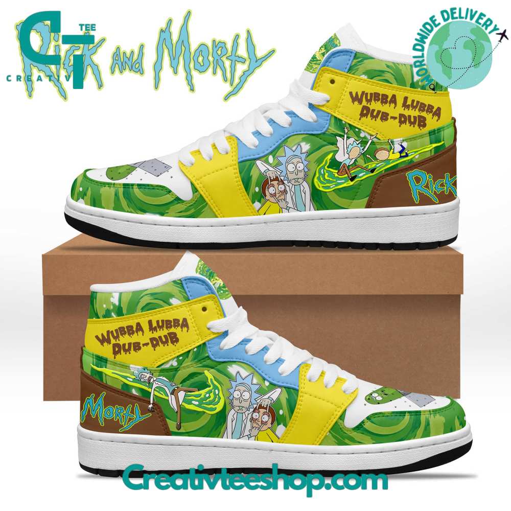 Ideafootwear Rick And Morty AJ1 High Sneakers Shoes For Men And Women 9