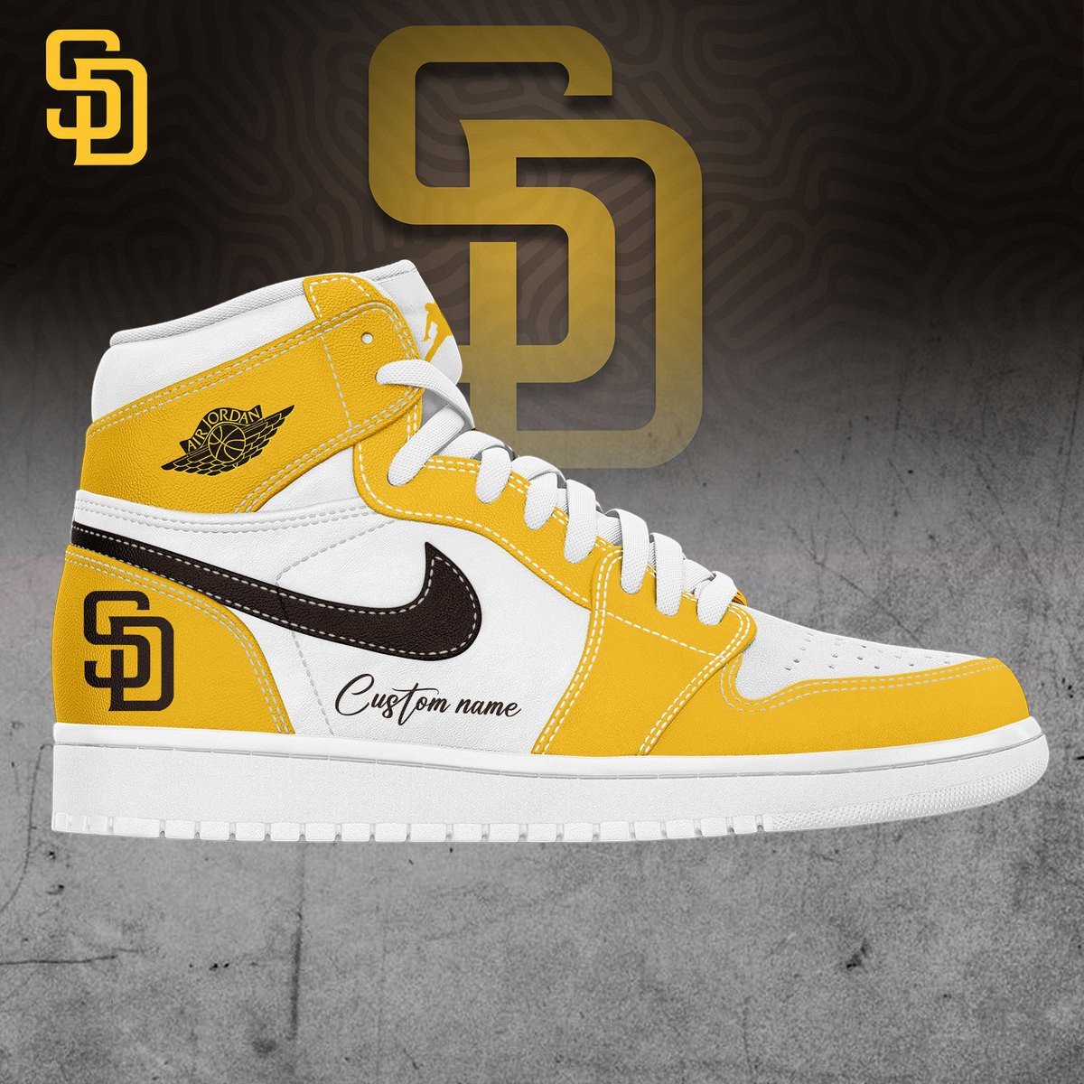 Ideafootwear San Diego Padres AJ1 High Sneakers Shoes For Men And Women 2