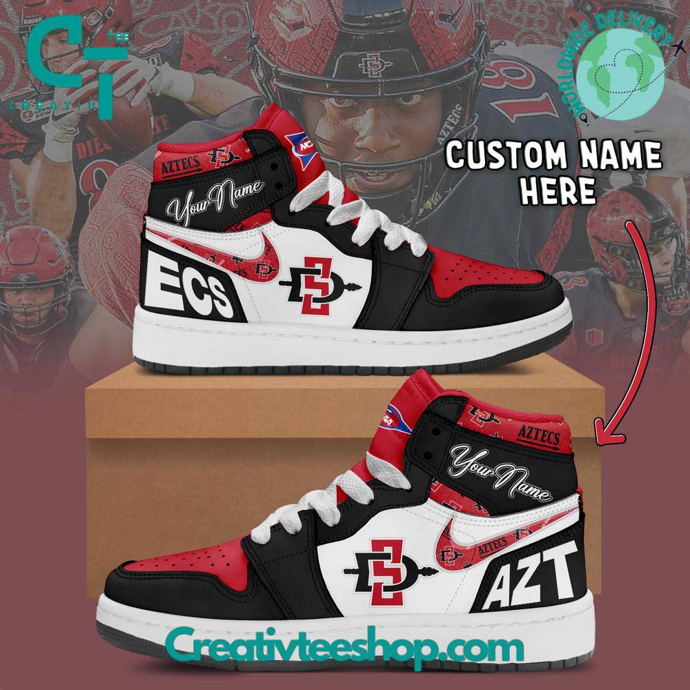Ideafootwear San Diego State Aztecs AJ1 High Sneakers Shoes For Men And Women 1