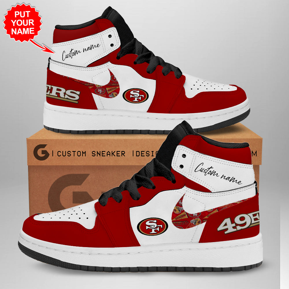Ideafootwear San Francisco 49ers AJ1 High Sneakers Shoes For Men And Women 2
