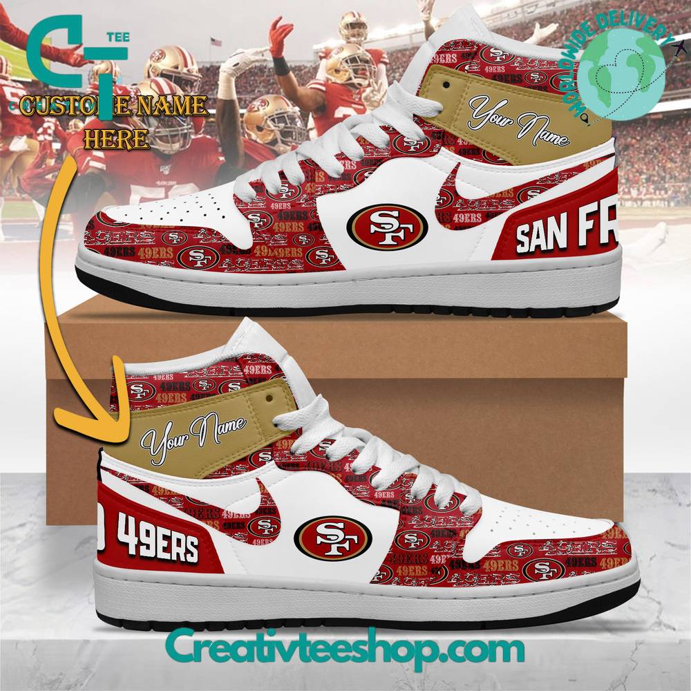 Ideafootwear San Francisco 49ers AJ1 High Sneakers Shoes For Men And Women 6
