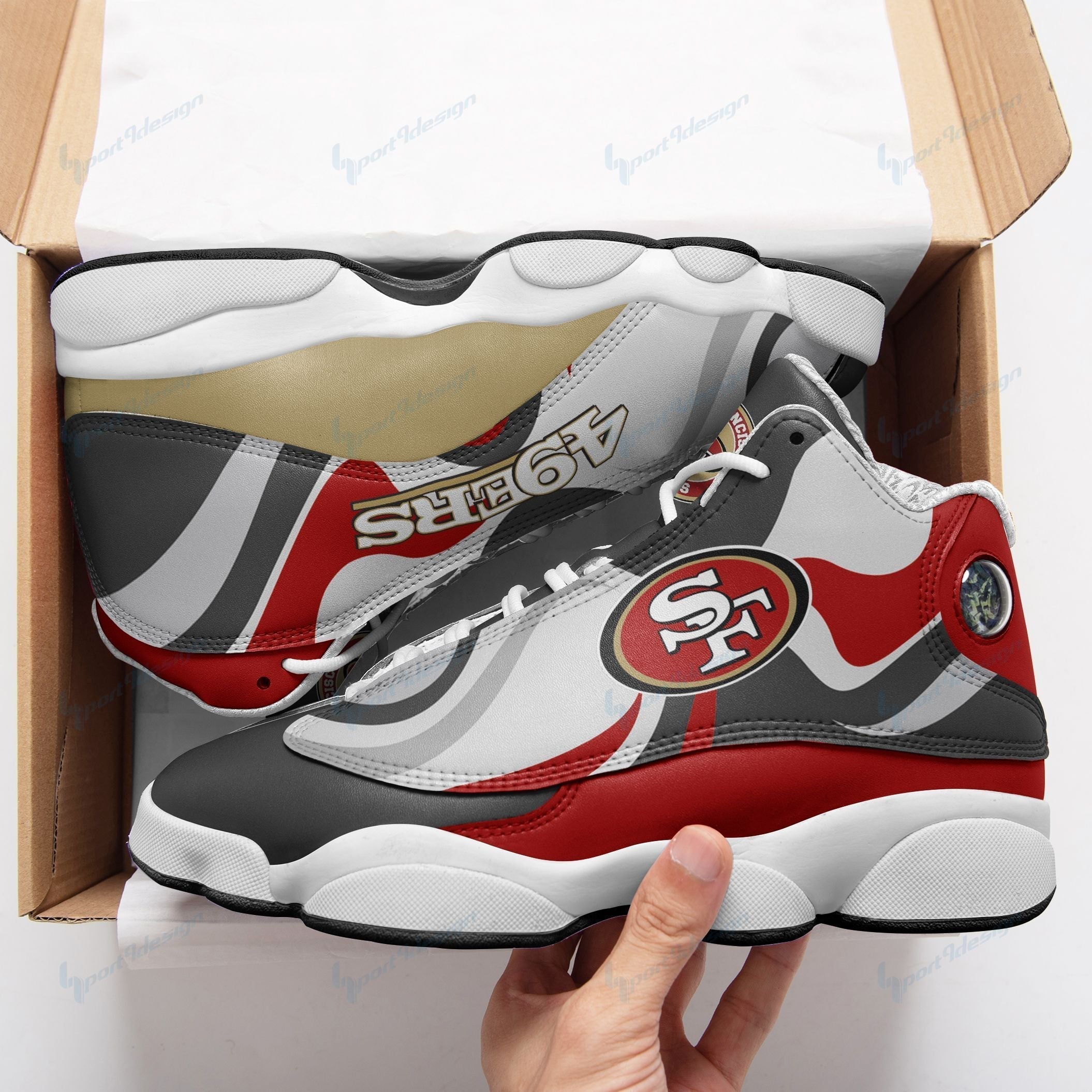 Ideafootwear San Francisco 49ers AJ13 Sneakers Shoes For Men And Women 57
