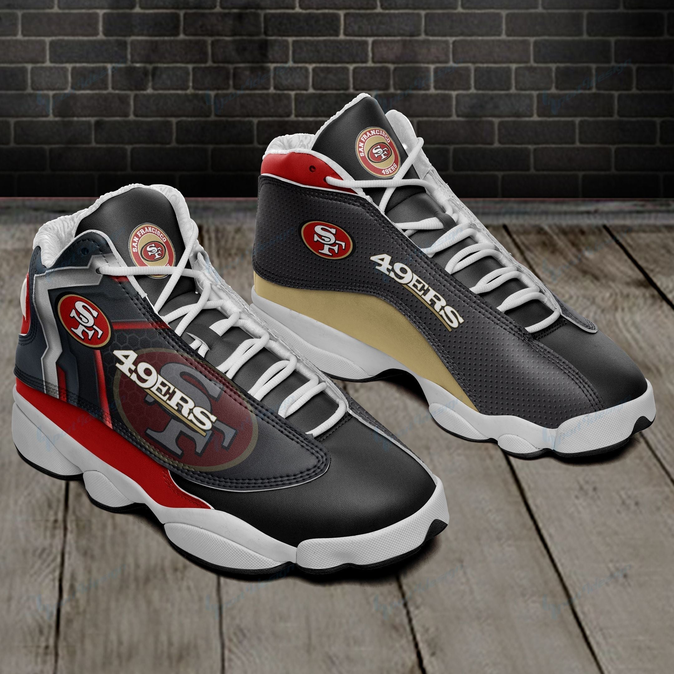Ideafootwear San Francisco 49ers AJ13 Sneakers Shoes For Men And Women 35