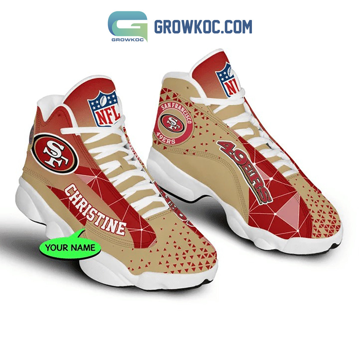 Ideafootwear San Francisco 49ers AJ13 Sneakers Shoes For Men And Women 8