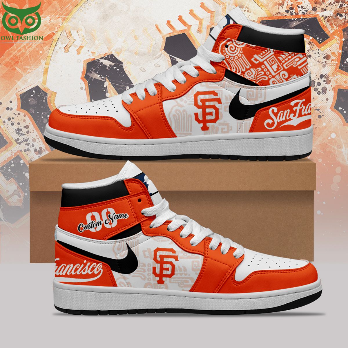 Ideafootwear San Francisco Giants AJ1 High Sneakers Shoes For Men And Women 6