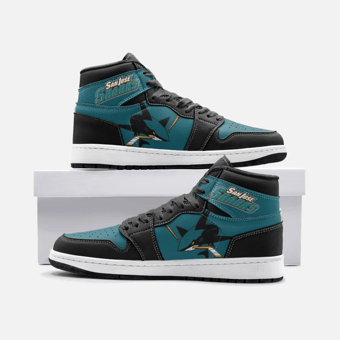 Ideafootwear San Jose Sharks AJ1 High Sneakers Shoes For Men And Women 5