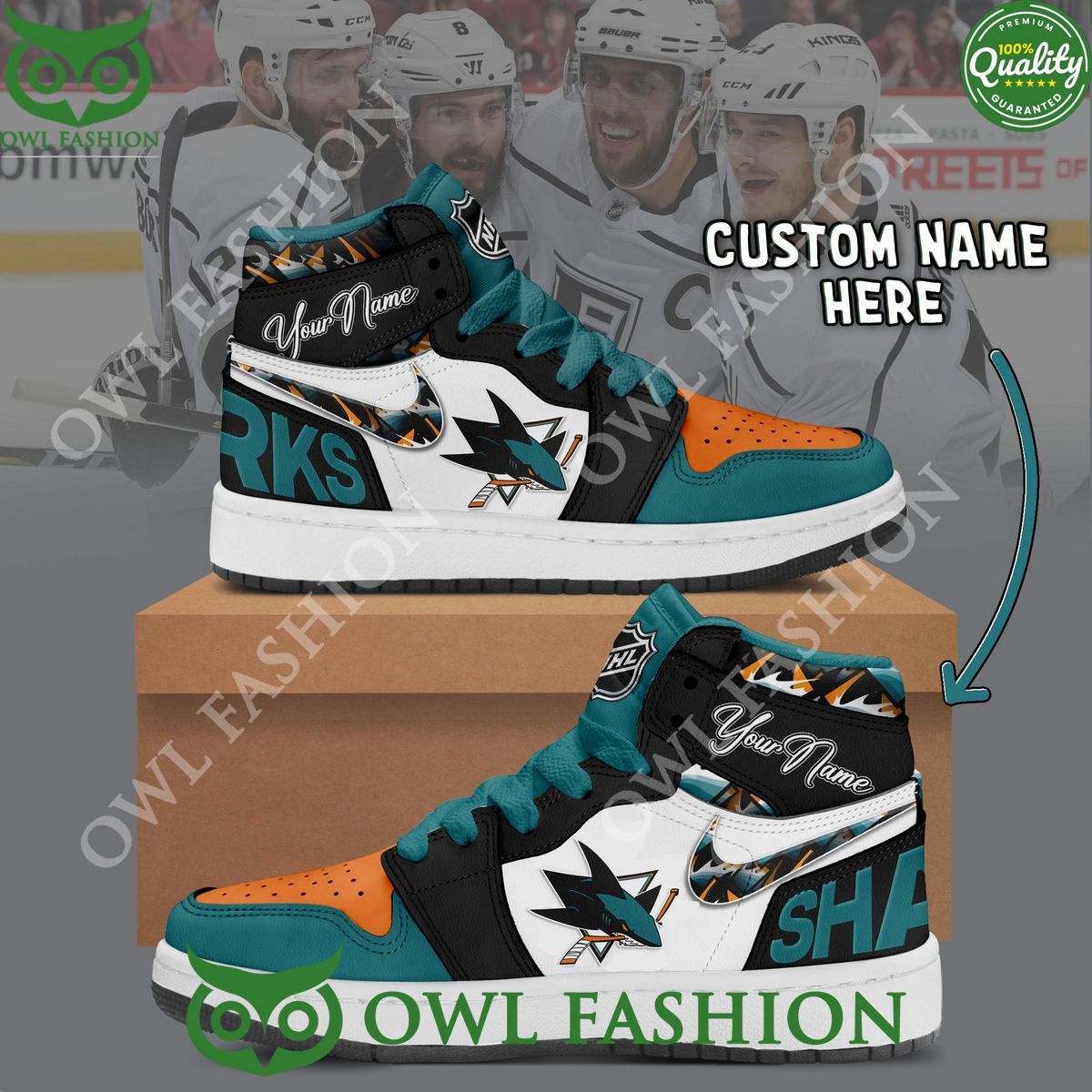Ideafootwear San Jose Sharks AJ1 High Sneakers Shoes For Men And Women 6