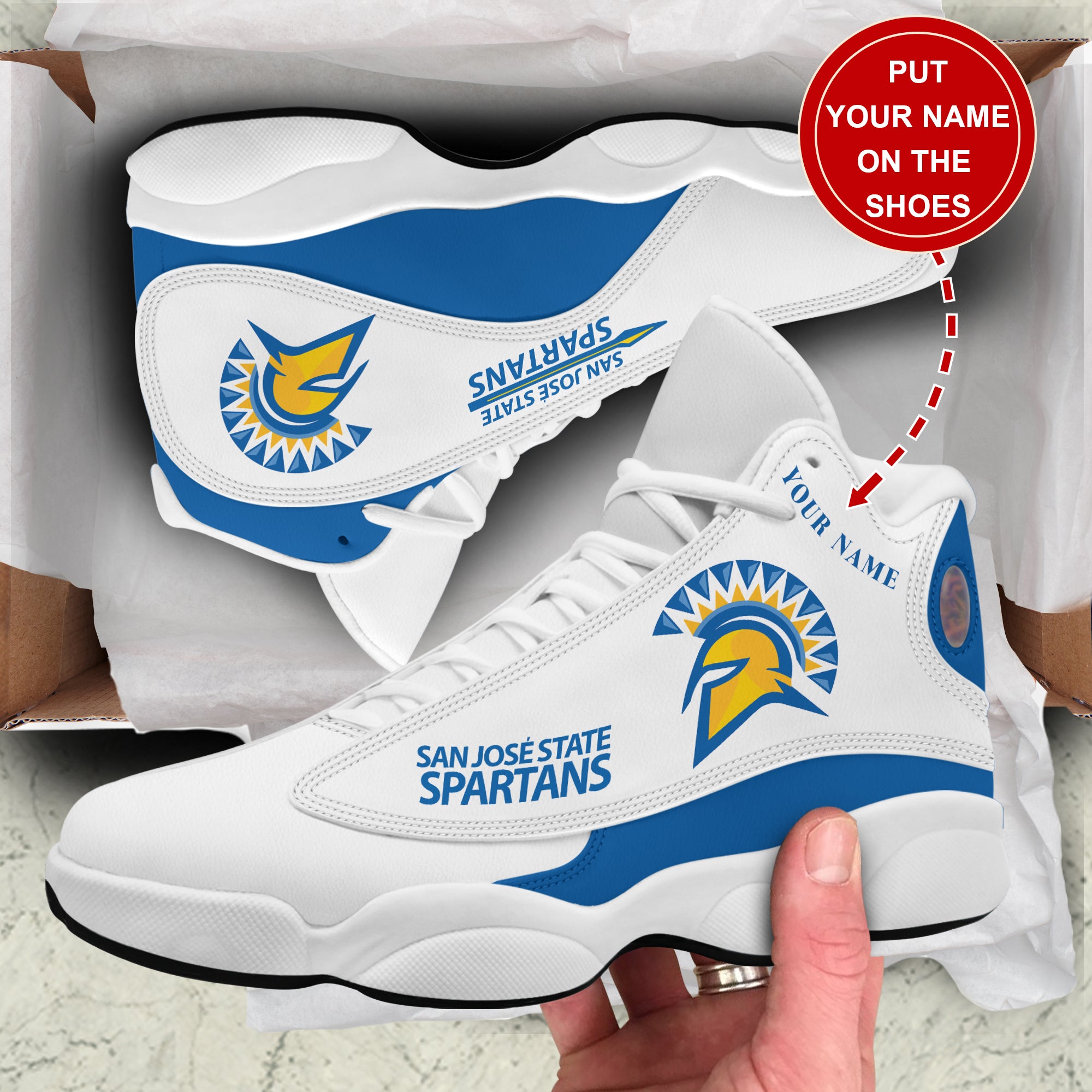 Ideafootwear San Jose State Spartans AJ13 Sneakers Shoes For Men And Women 1
