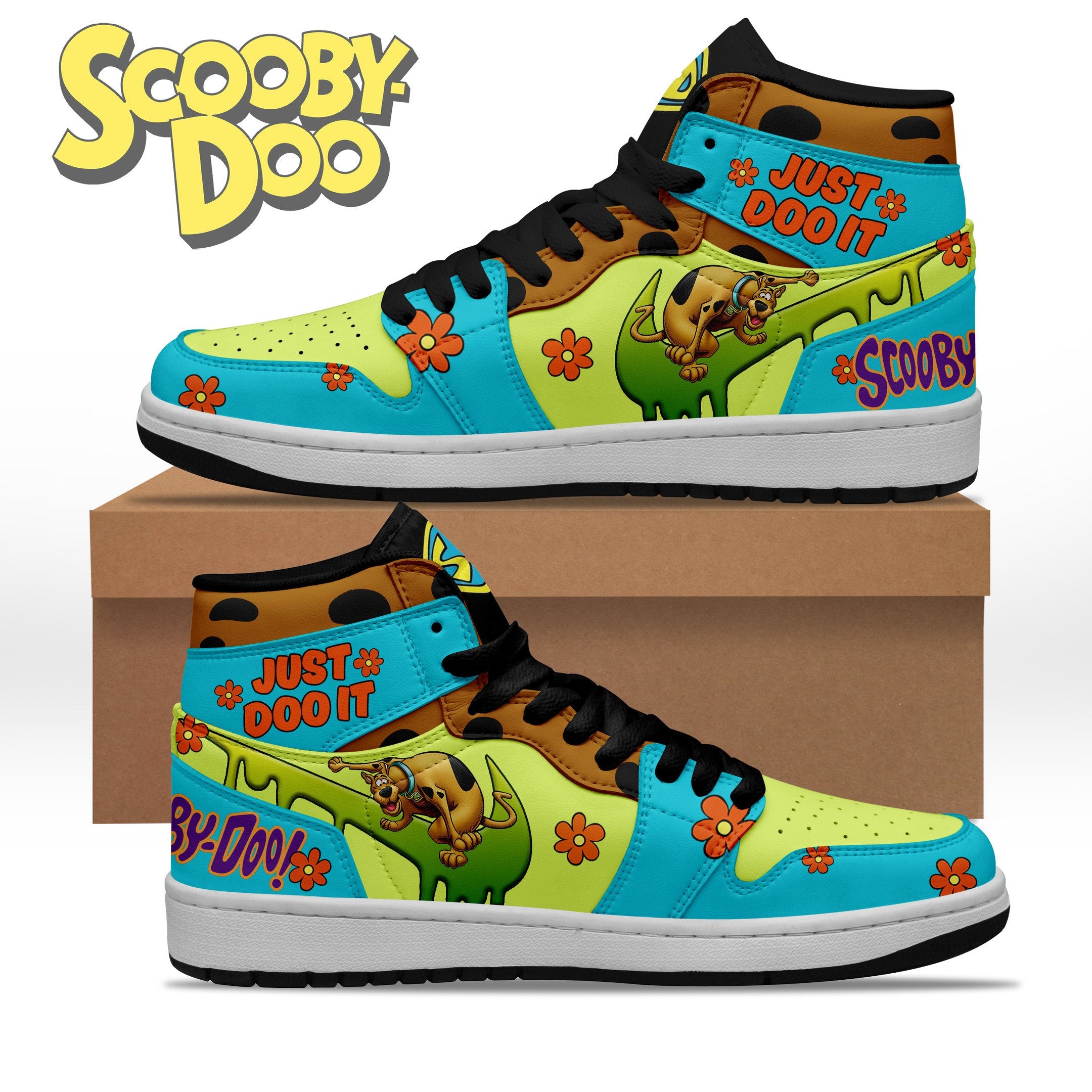 Ideafootwear Scooby-Doo AJ1 High Sneakers Shoes For Men And Women 7
