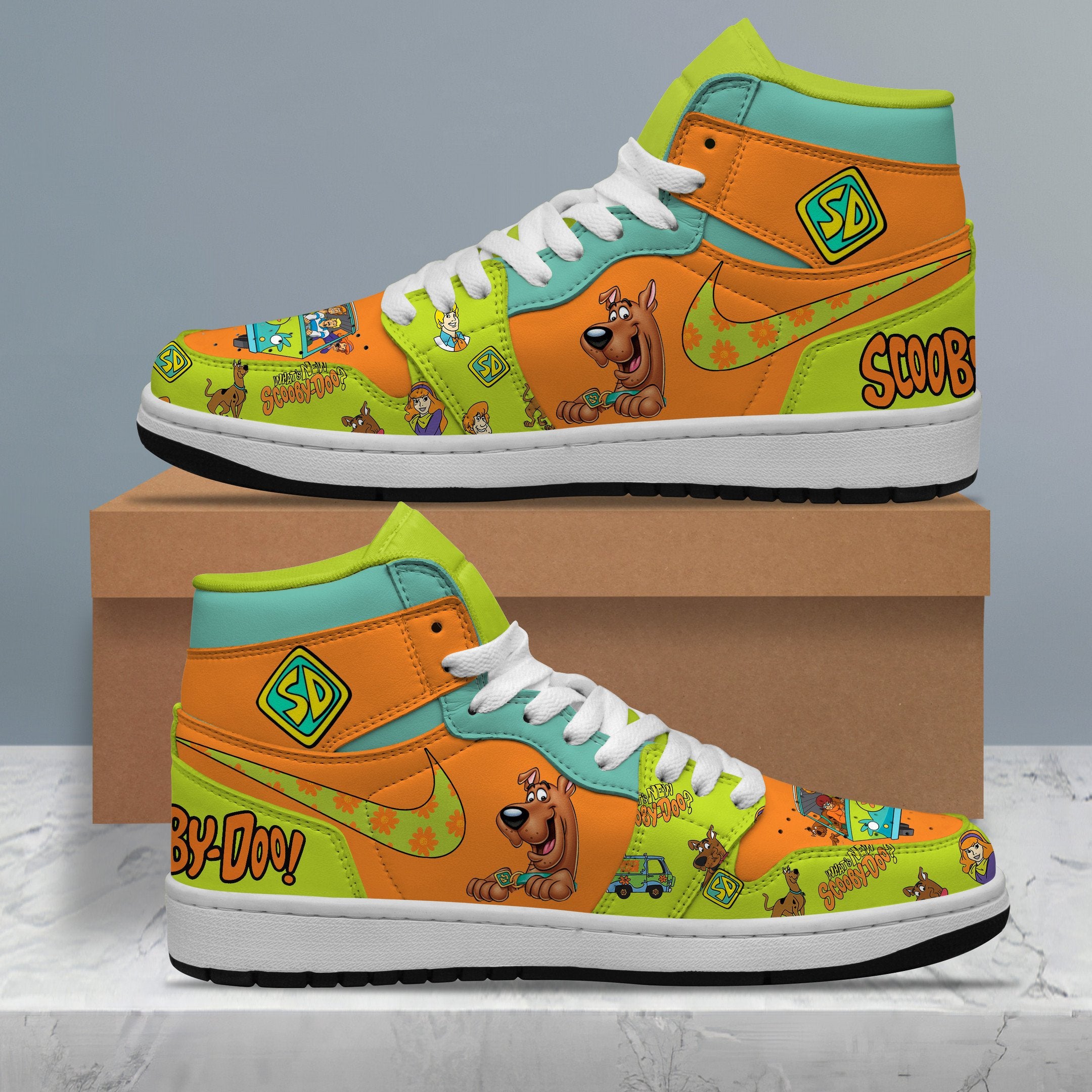 Ideafootwear Scooby-Doo AJ1 High Sneakers Shoes For Men And Women 6