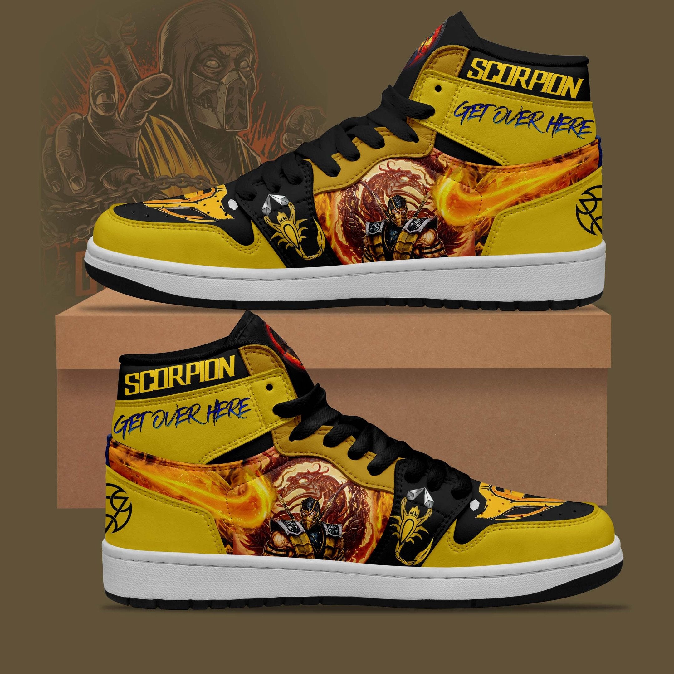 Ideafootwear Scorpion Get Over Here AJ1 High Sneakers Shoes For Men And Women 1