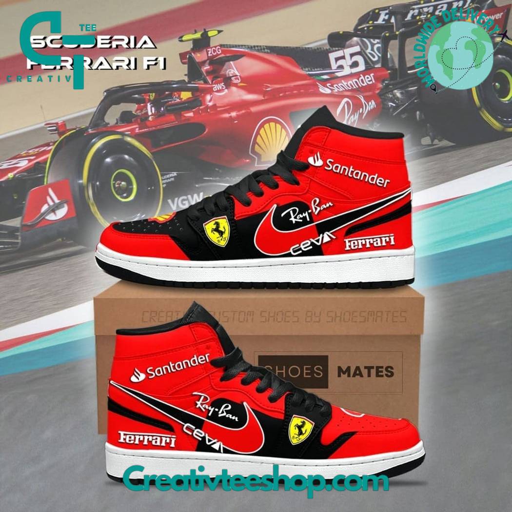 Ideafootwear Scuderia Ferrari AJ1 High Sneakers Shoes For Men And Women 2