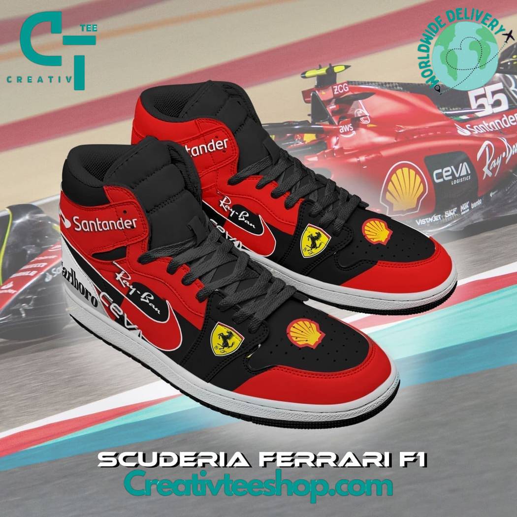 Ideafootwear Scuderia Ferrari AJ1 High Sneakers Shoes For Men And Women 2