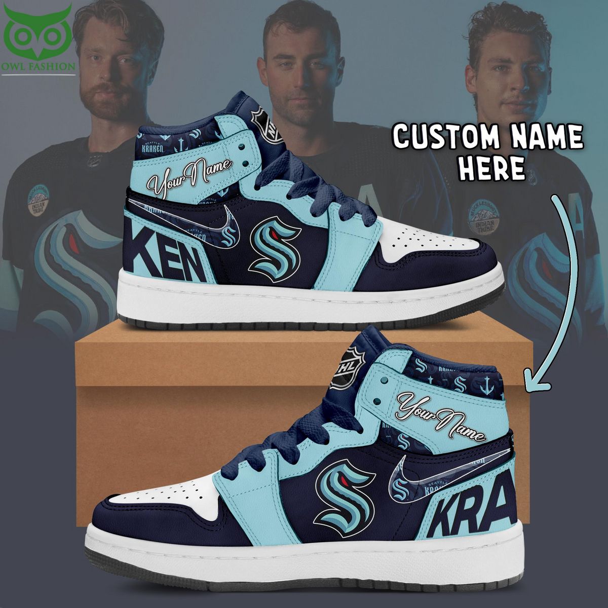 Ideafootwear Seattle Kraken AJ1 High Sneakers Shoes For Men And Women 4