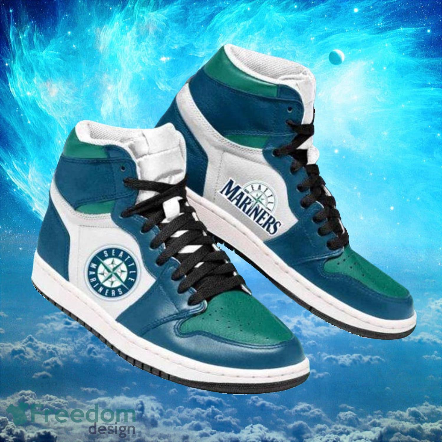 Ideafootwear Seattle Mariners AJ1 High Sneakers Shoes For Men And Women 8