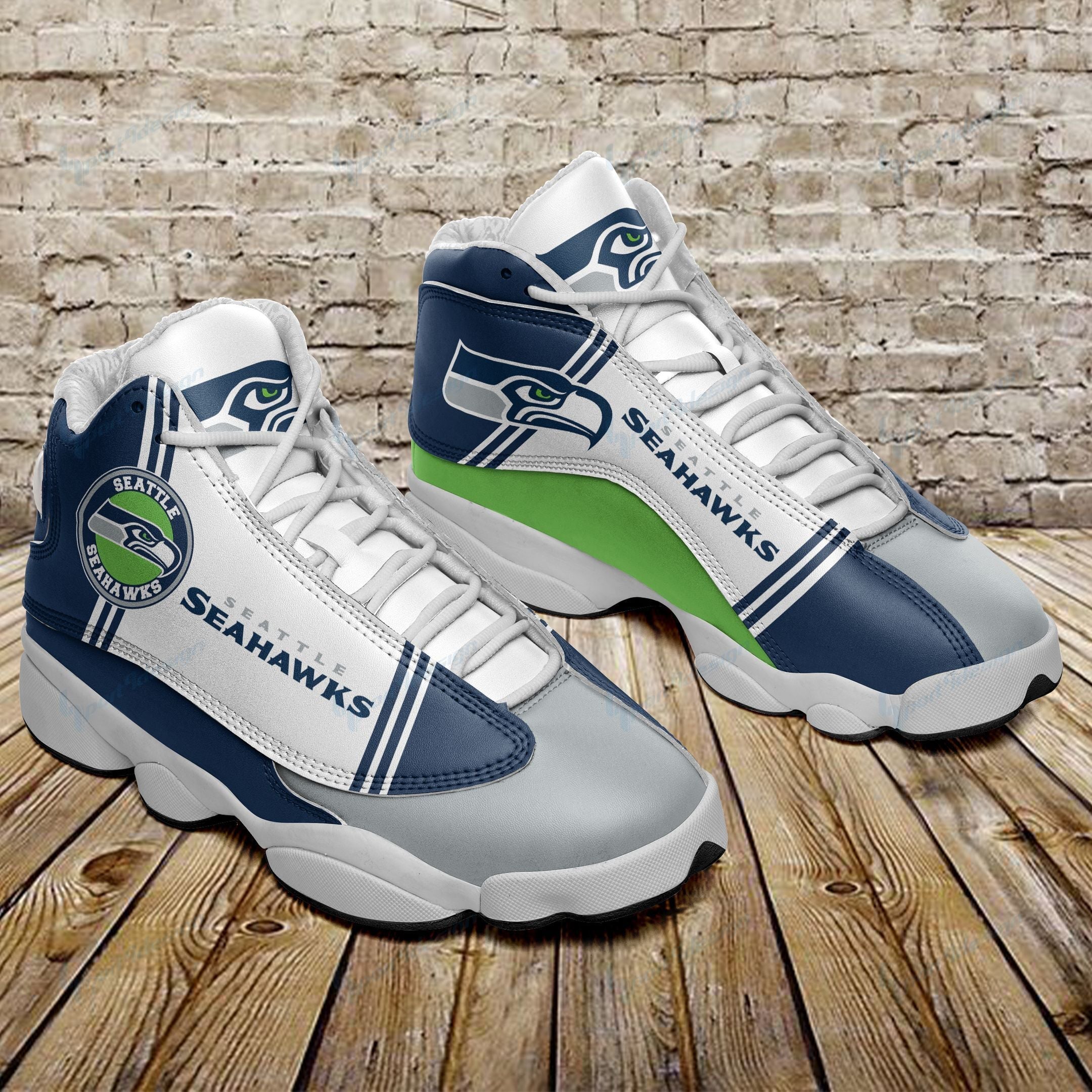 Ideafootwear Seattle Seahawks AJ13 Sneakers Shoes For Men And Women 18