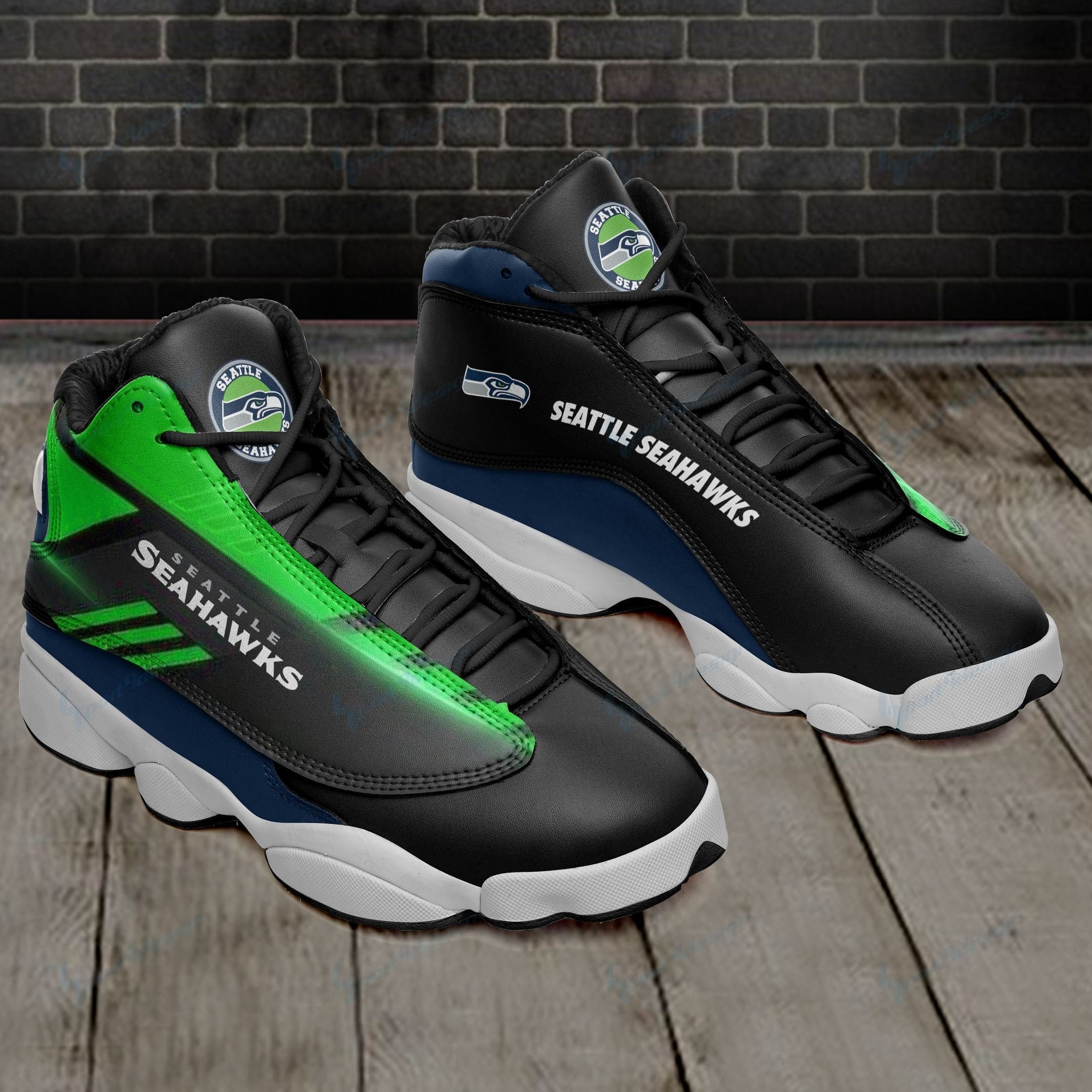 Ideafootwear Seattle Seahawks AJ13 Sneakers Shoes For Men And Women 16