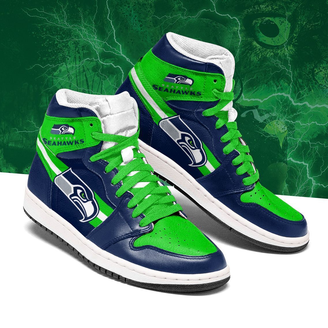 Ideafootwear Seattle Seahawks NFL AJ1 High Sneakers Shoes For Men And Women 1