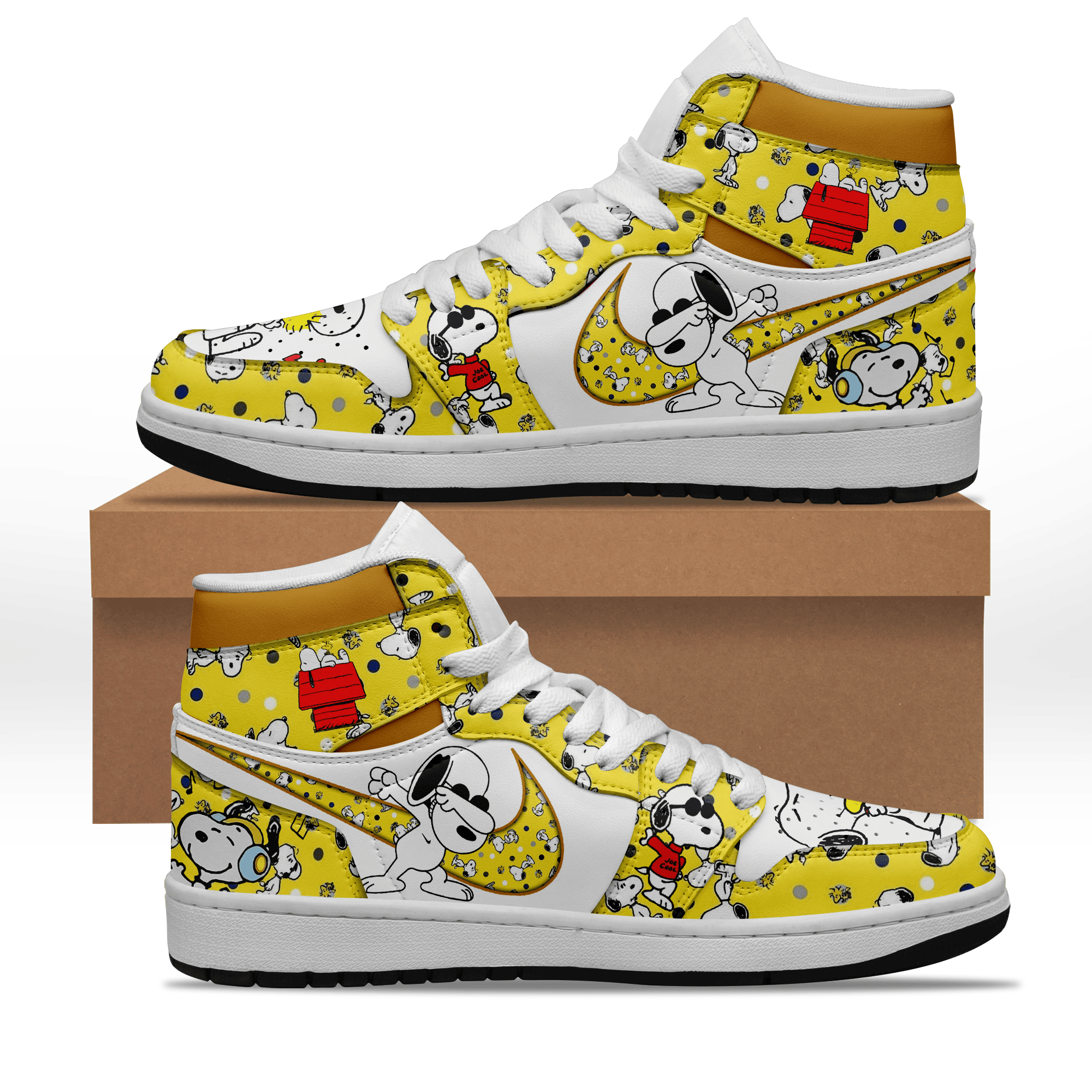 Ideafootwear Snoopy AJ1 High Sneakers Shoes For Men And Women 7
