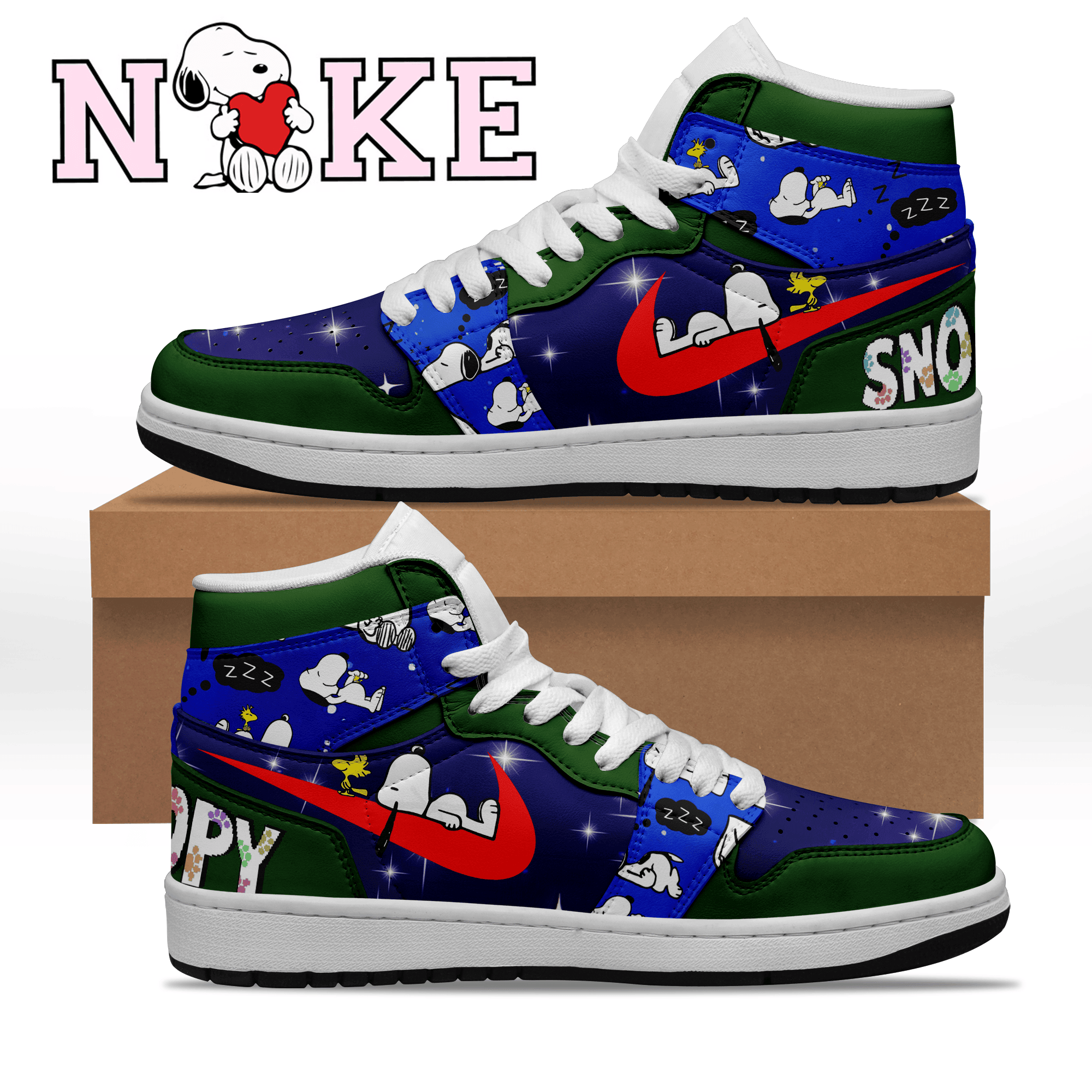Ideafootwear Snoopy AJ1 High Sneakers Shoes For Men And Women 6
