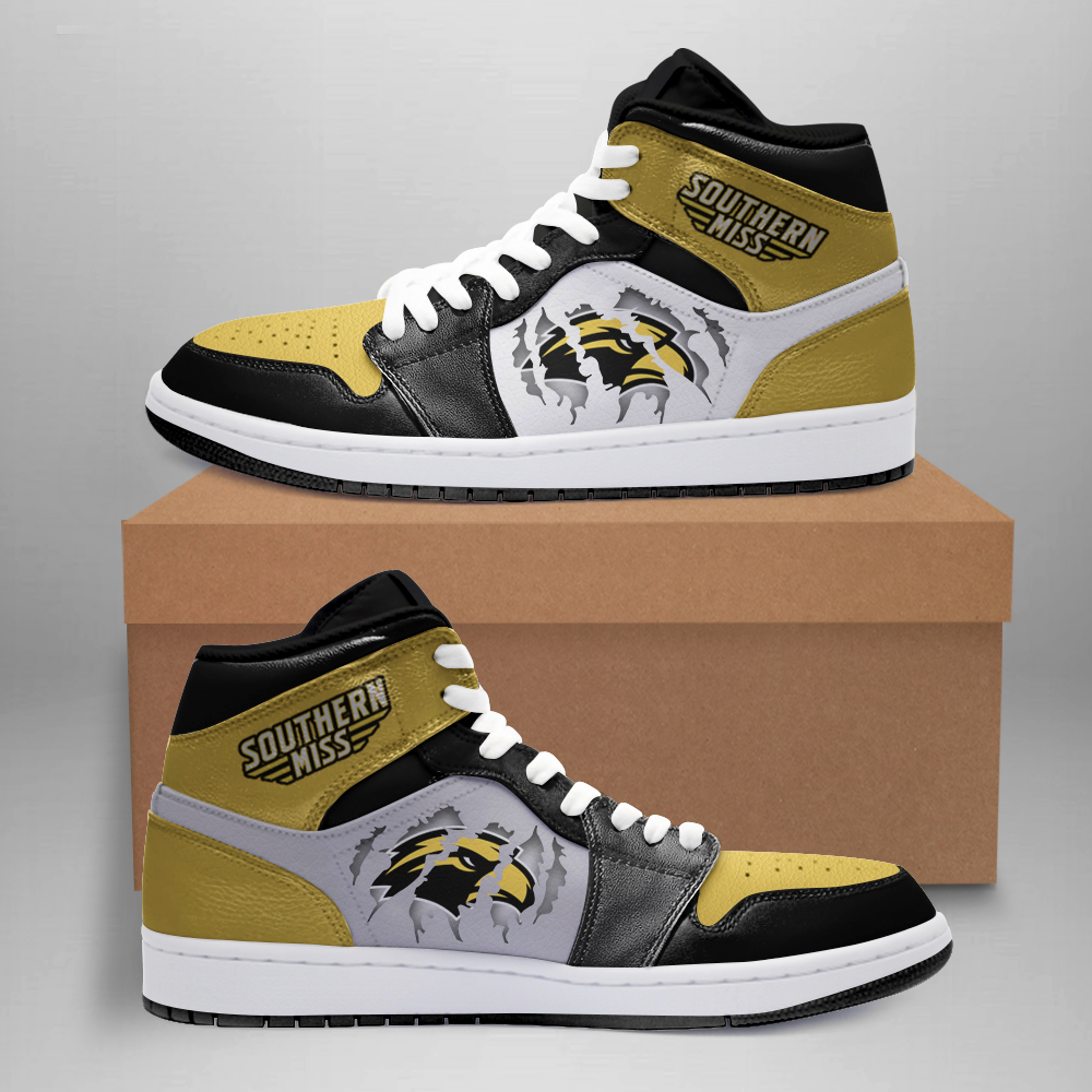 Ideafootwear Southern Miss Golden Eagles AJ1 High Sneakers Shoes For Men And Women 1