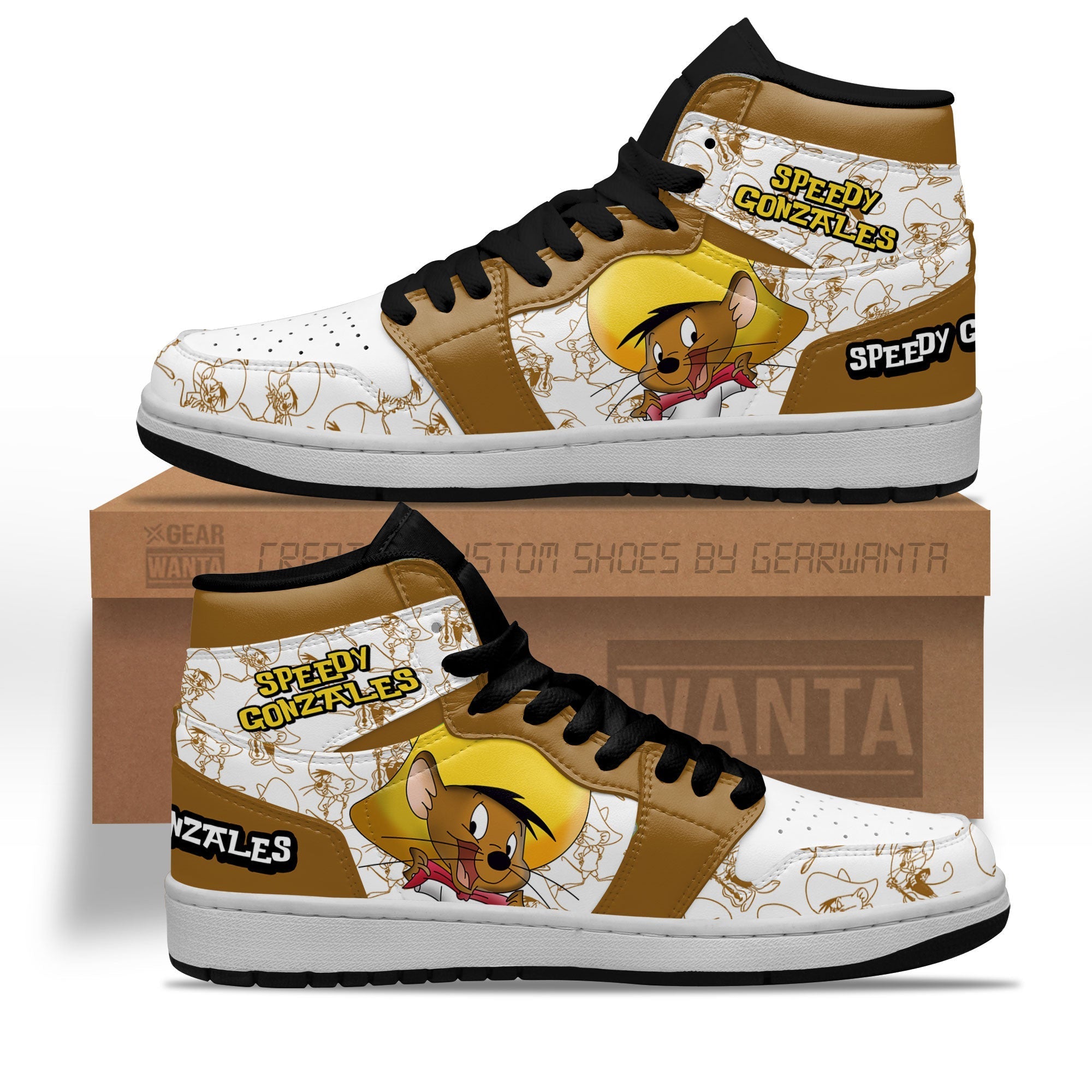Ideafootwear Speedy Gonzales AJ1 High Sneakers Shoes For Men And Women 1