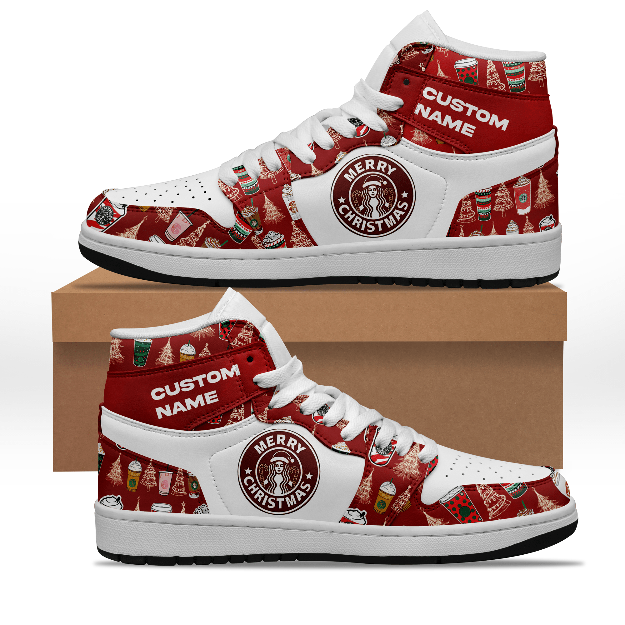 Ideafootwear Starbucks AJ1 High Sneakers Shoes For Men And Women 9