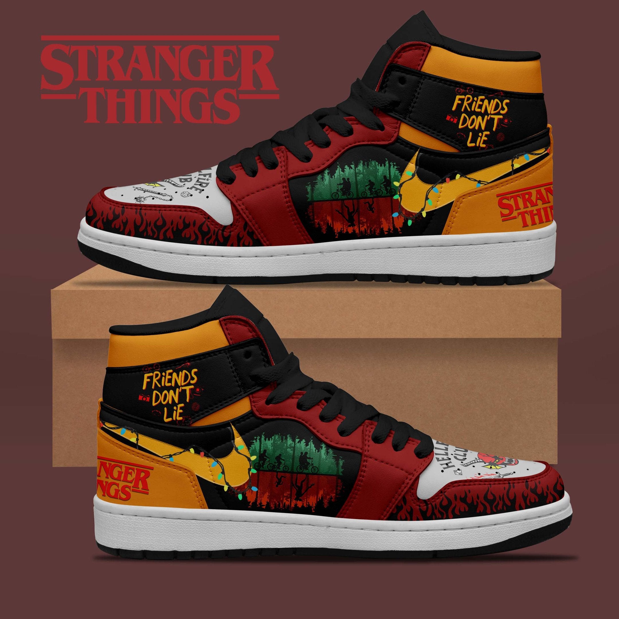 Ideafootwear Stranger Things AJ1 High Sneakers Shoes For Men And Women 7