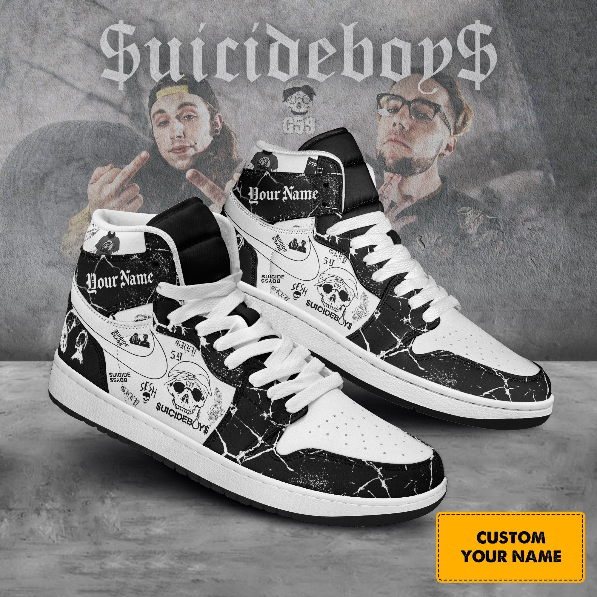 Ideafootwear Suicideboys AJ1 High Sneakers Shoes For Men And Women 10
