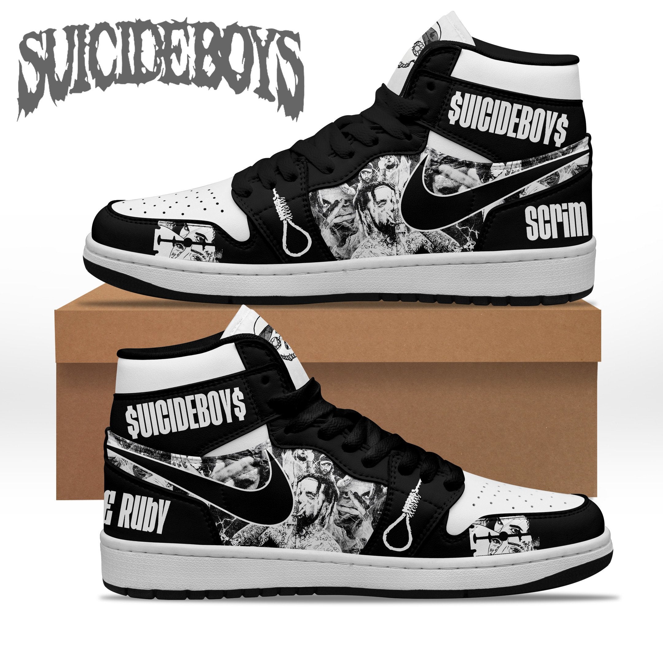 Ideafootwear Suicideboys AJ1 High Sneakers Shoes For Men And Women 14