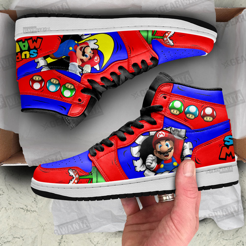 Ideafootwear Super Mario AJ1 High Sneakers Shoes For Men And Women 6
